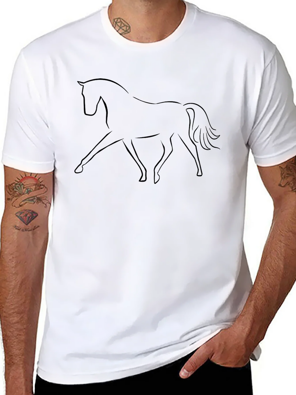 Minimalist Horse Graphic Black T-Shirt product image 7