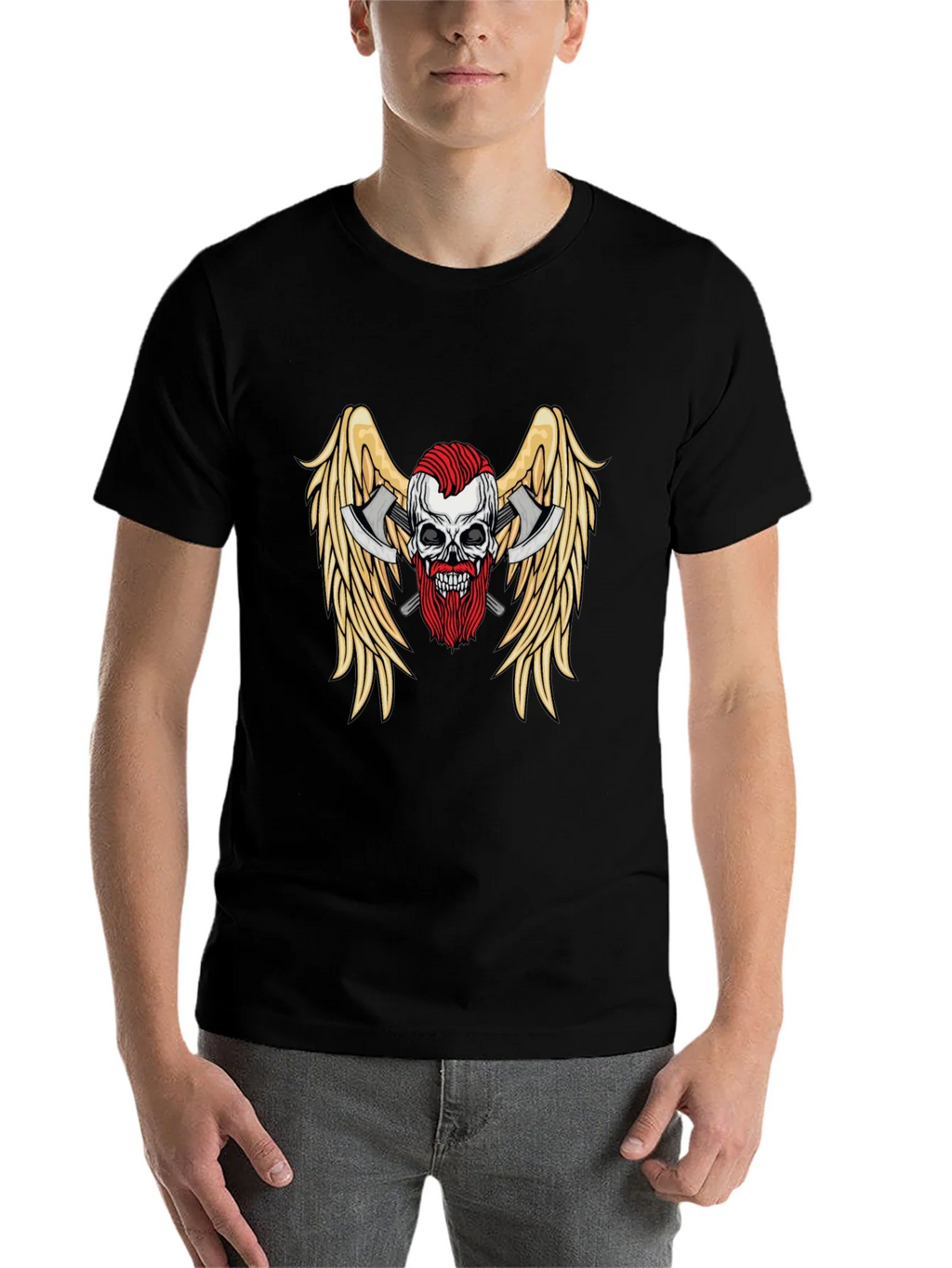 Skull Axes Wings Graphic Tee - Black product image 4