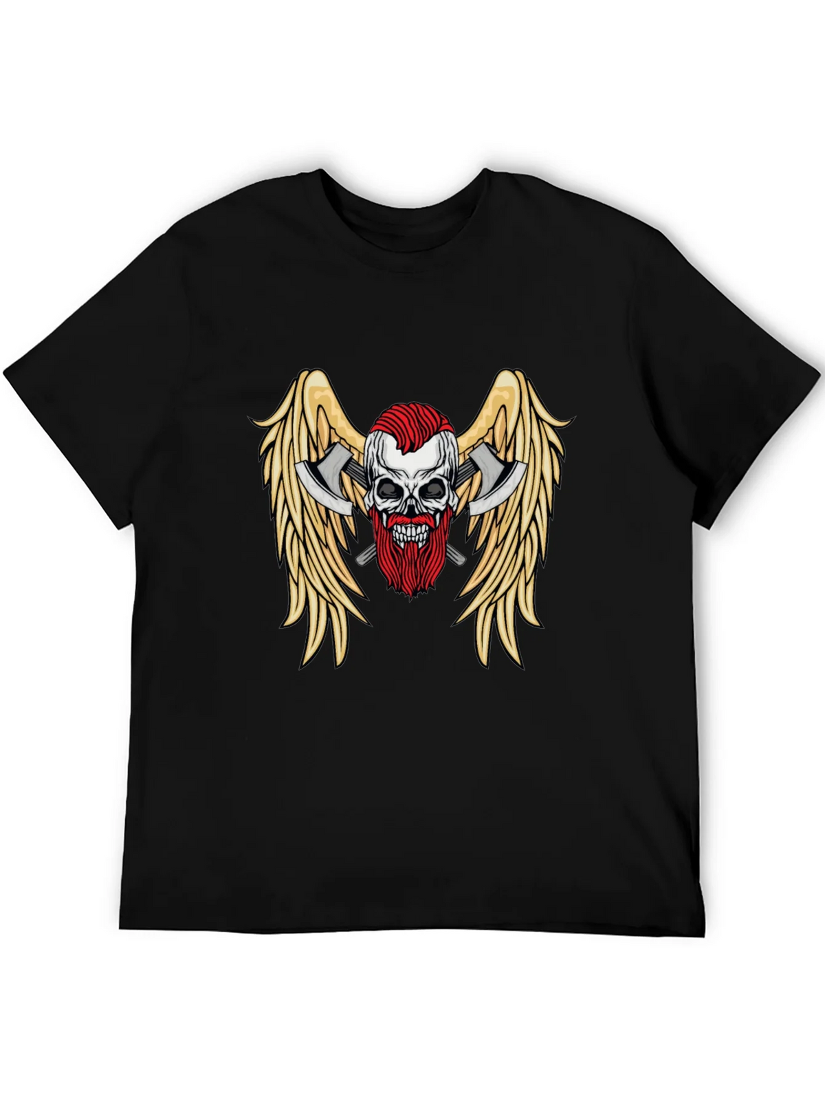 Skull Axes Wings Graphic Tee - Black product image 5
