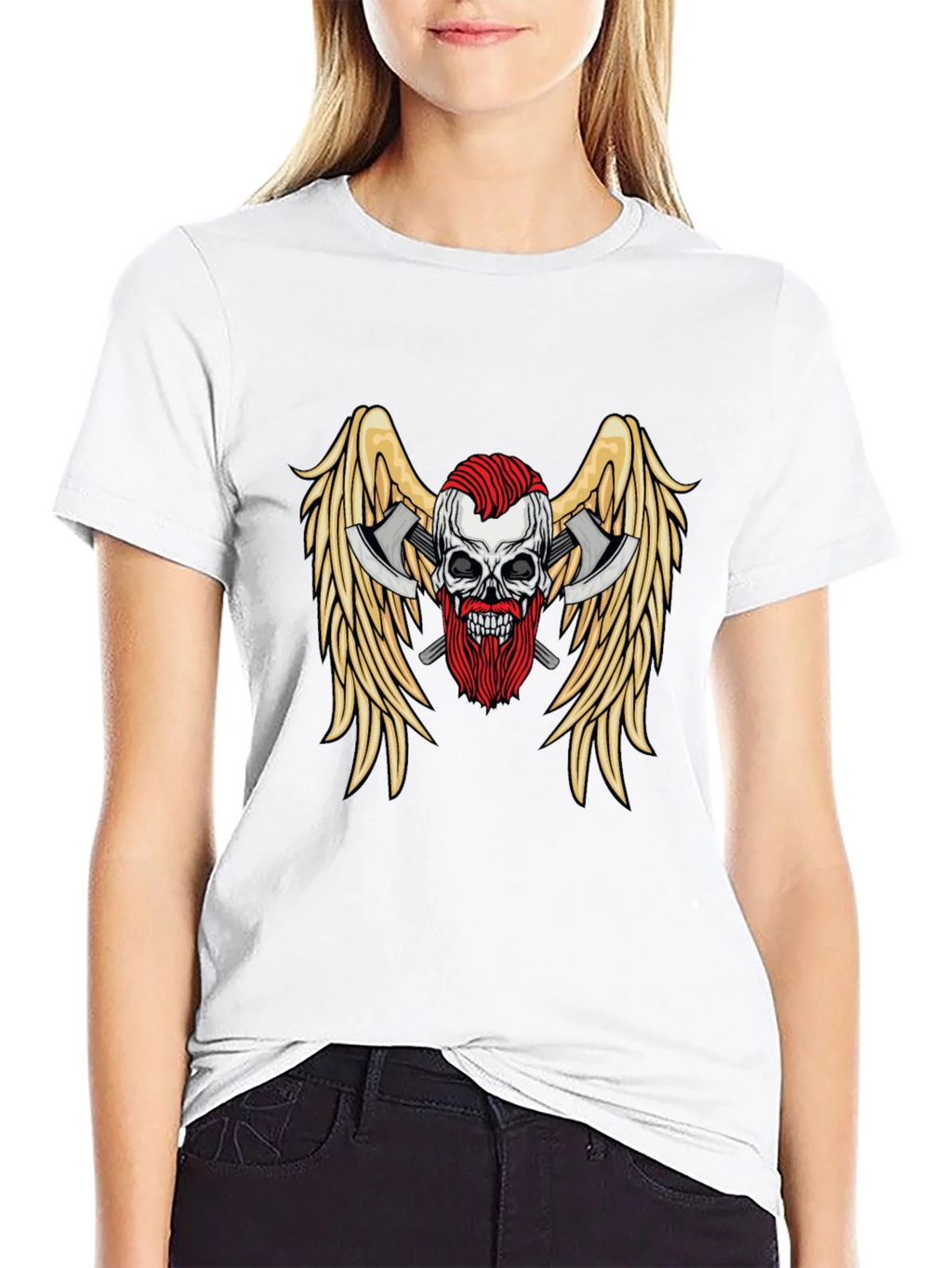 Skull Axes Wings Graphic Tee - Black product image 8