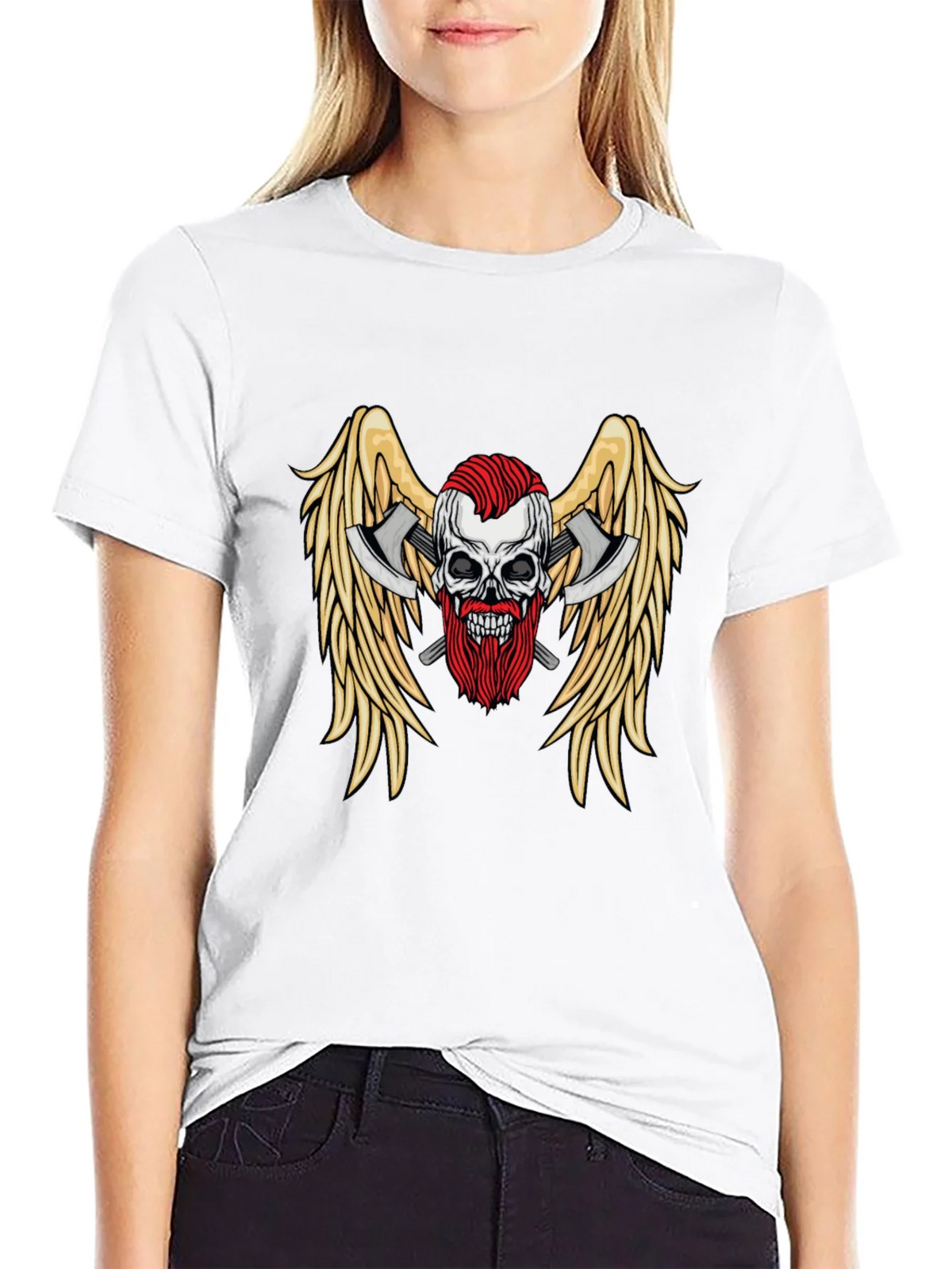 Skull Axes Wings Graphic Tee - Black product image 8