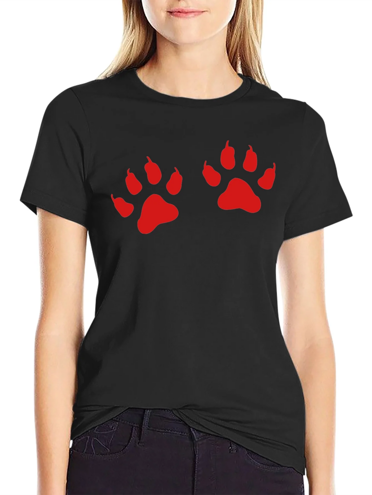 Black Tee with Red Paw Prints product image 2