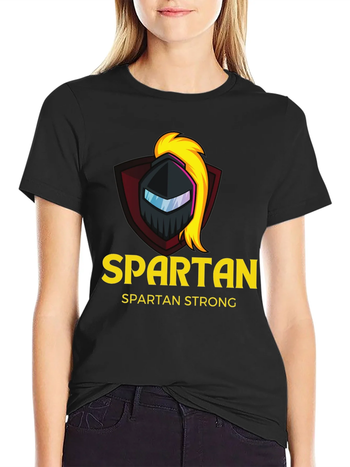 Spartan Strong Black T-Shirt - Warrior Design product image 2