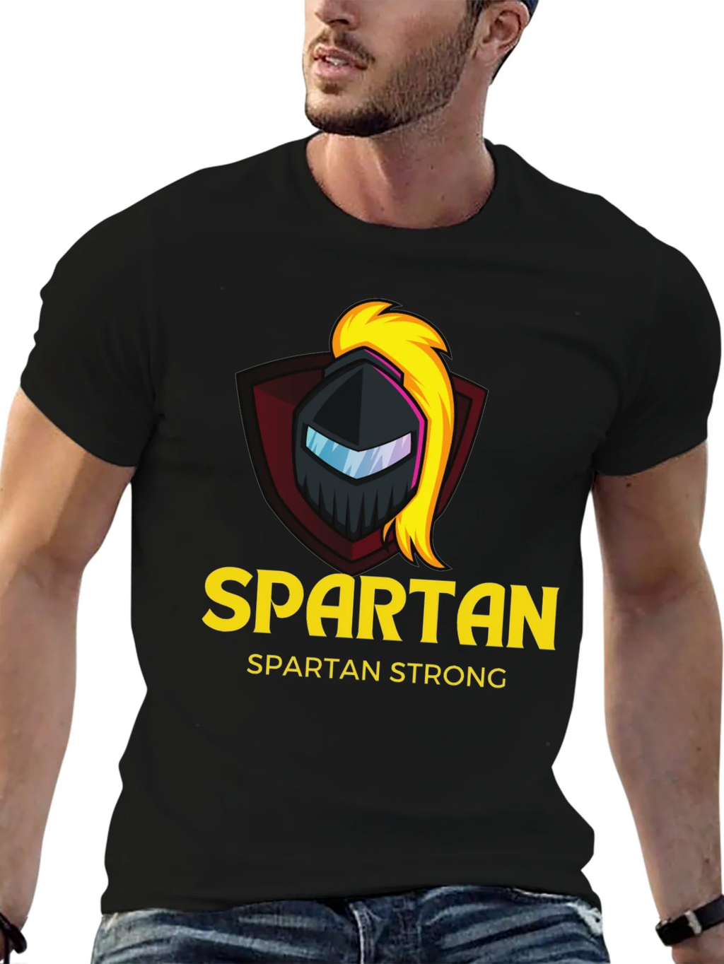 Spartan Strong Black T-Shirt - Warrior Design product image 6