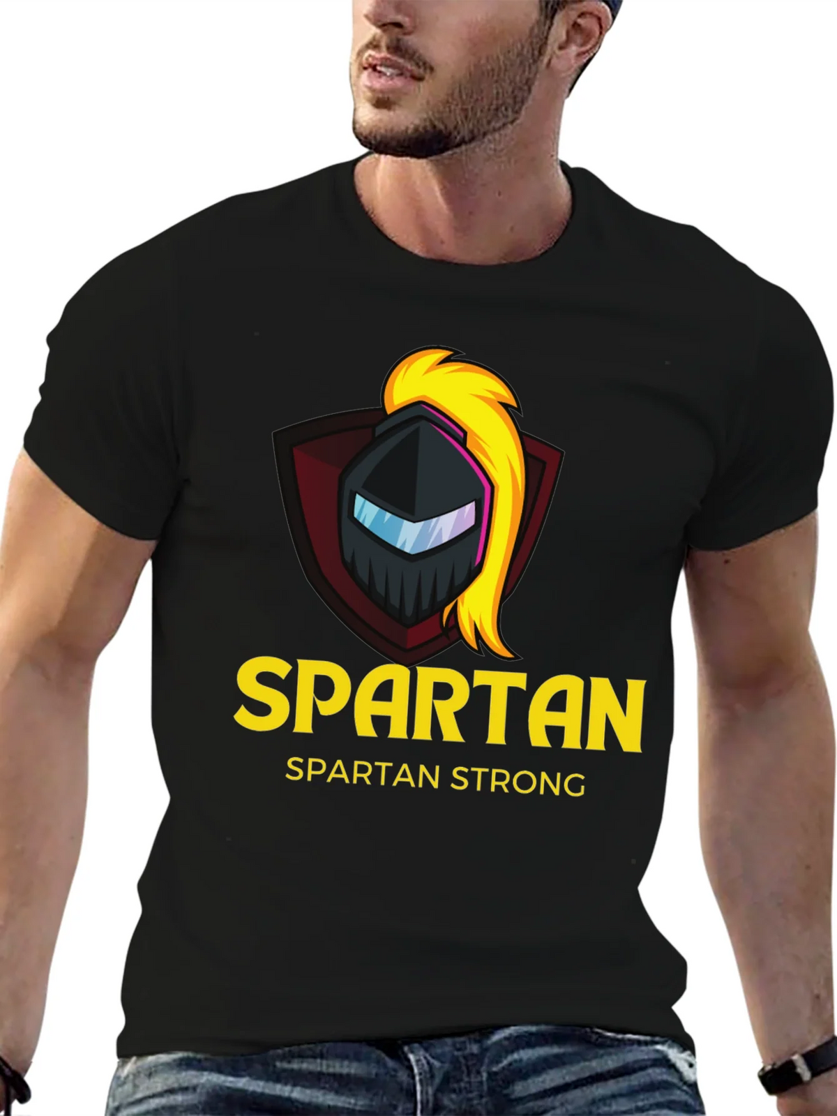 Spartan Strong Black T-Shirt - Warrior Design product image 6