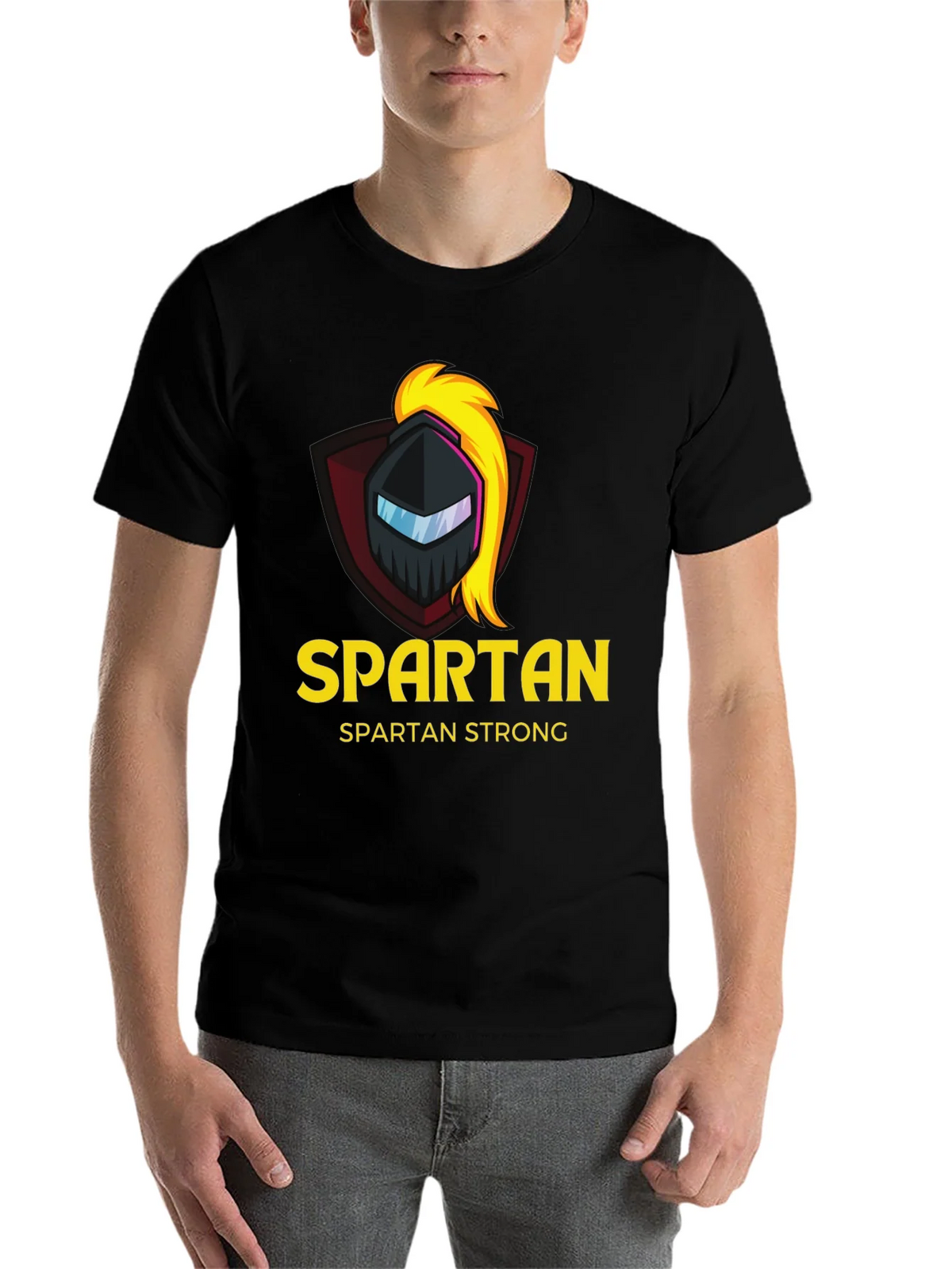 Spartan Strong Black T-Shirt - Warrior Design product image 4