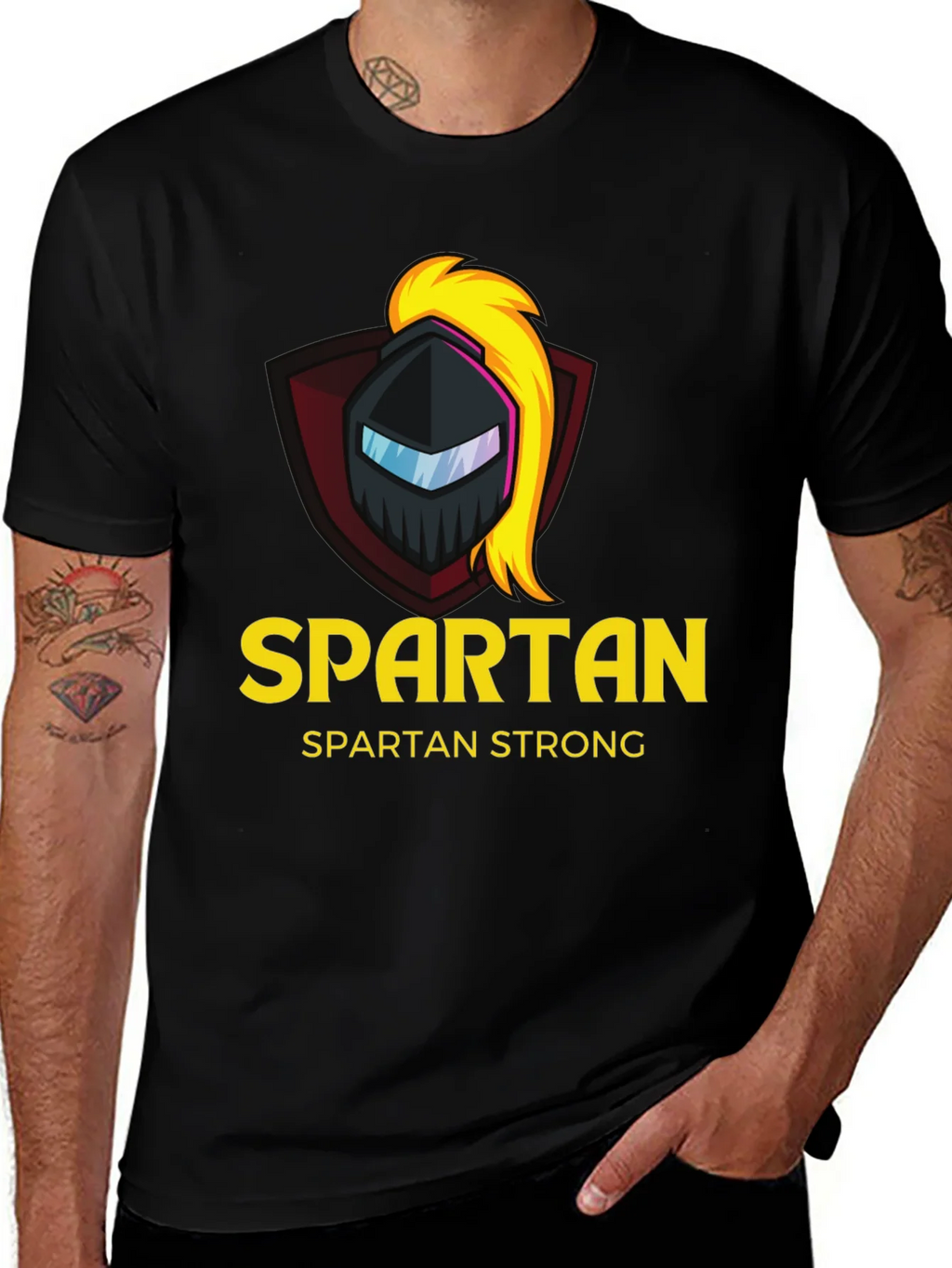 Spartan Strong Black T-Shirt - Warrior Design product image 1