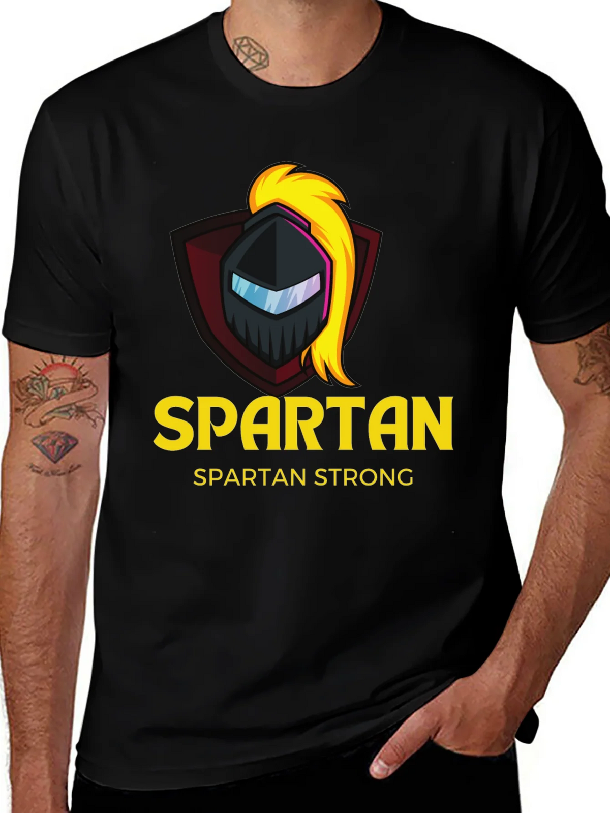 Spartan Strong Black T-Shirt - Warrior Design product image 1