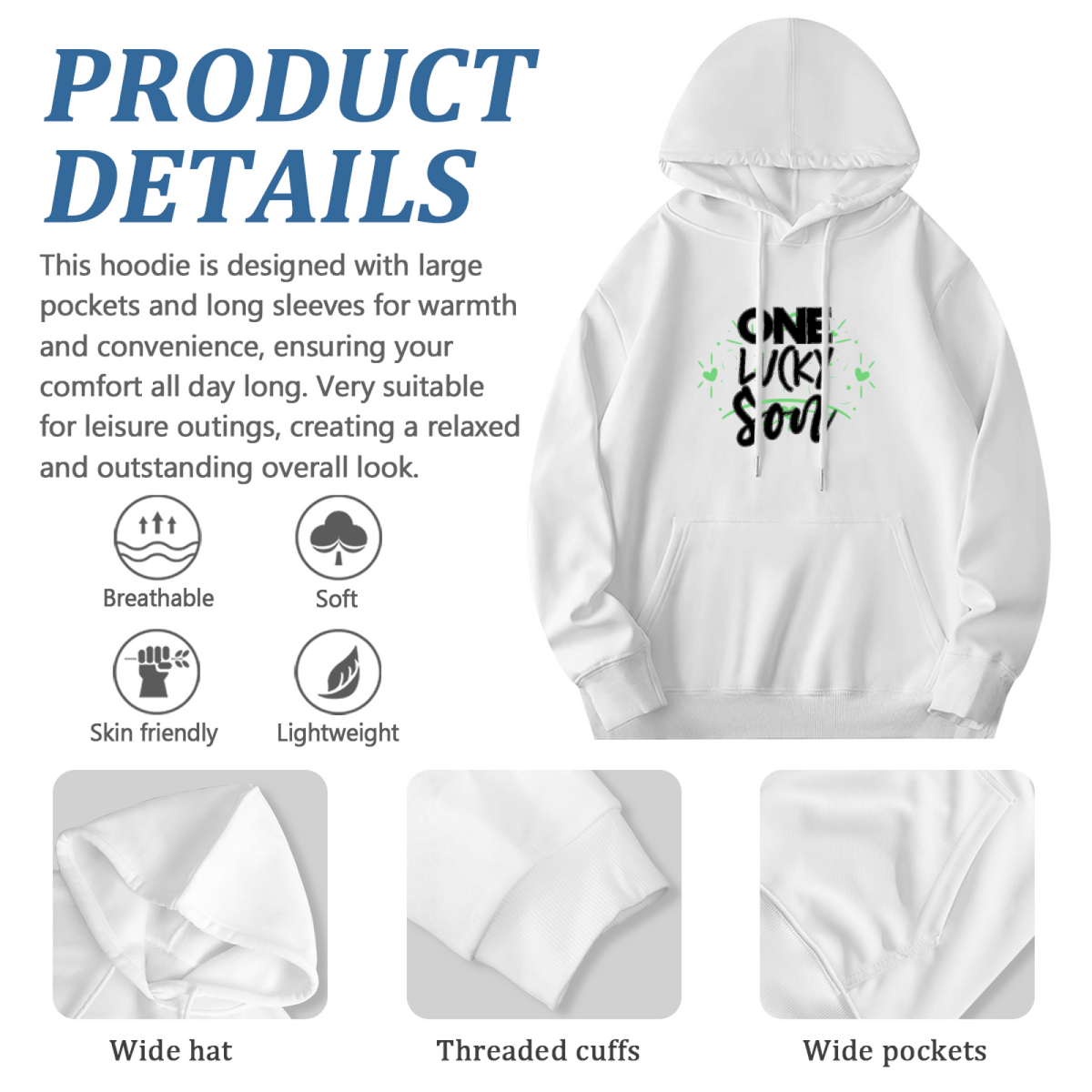 Lucky Pullover Hoodie - Bold Statement Graphic #0676 product image 6