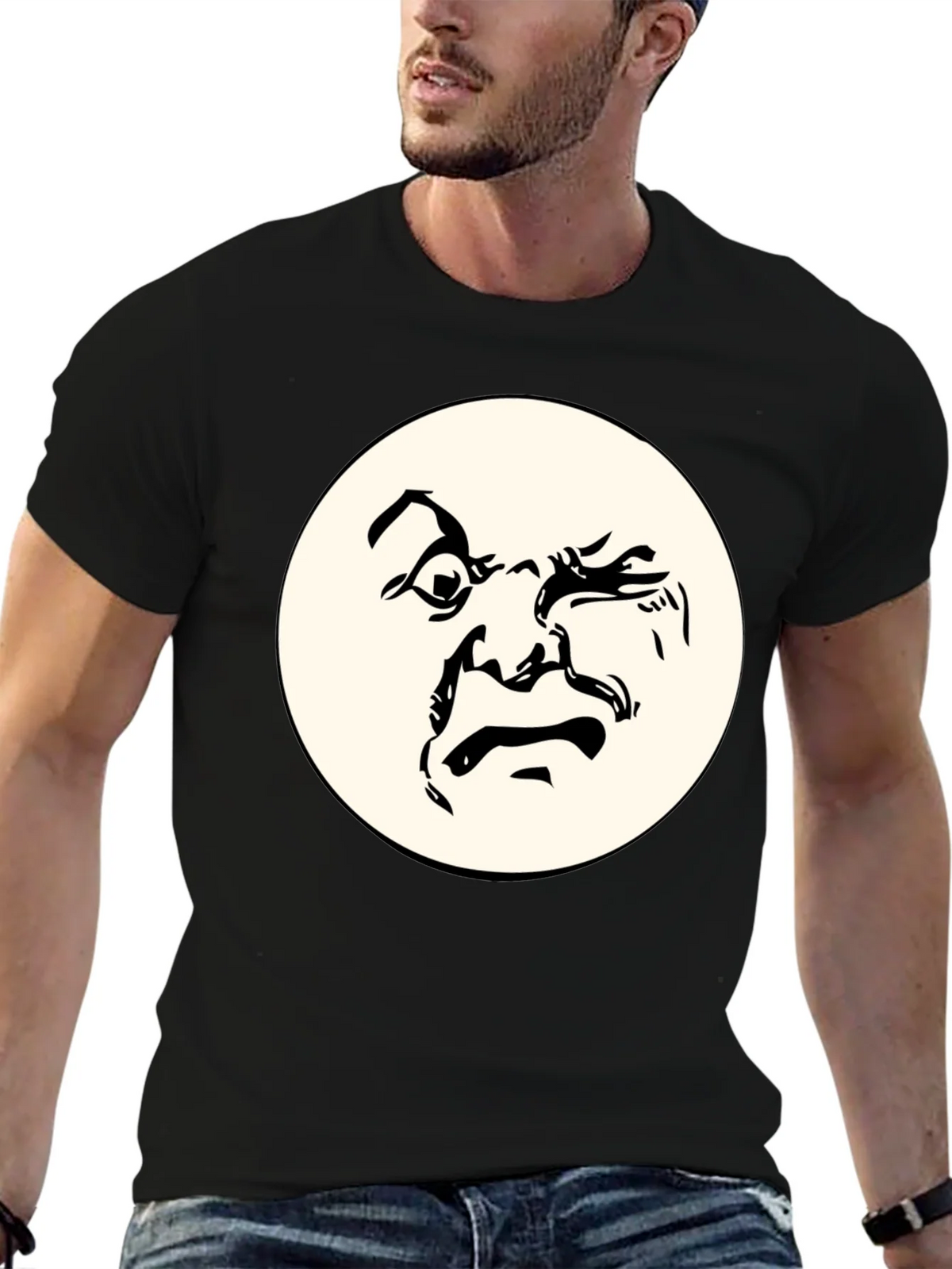 Abstract Face Graphic Black T-Shirt - Unique Design product image 6