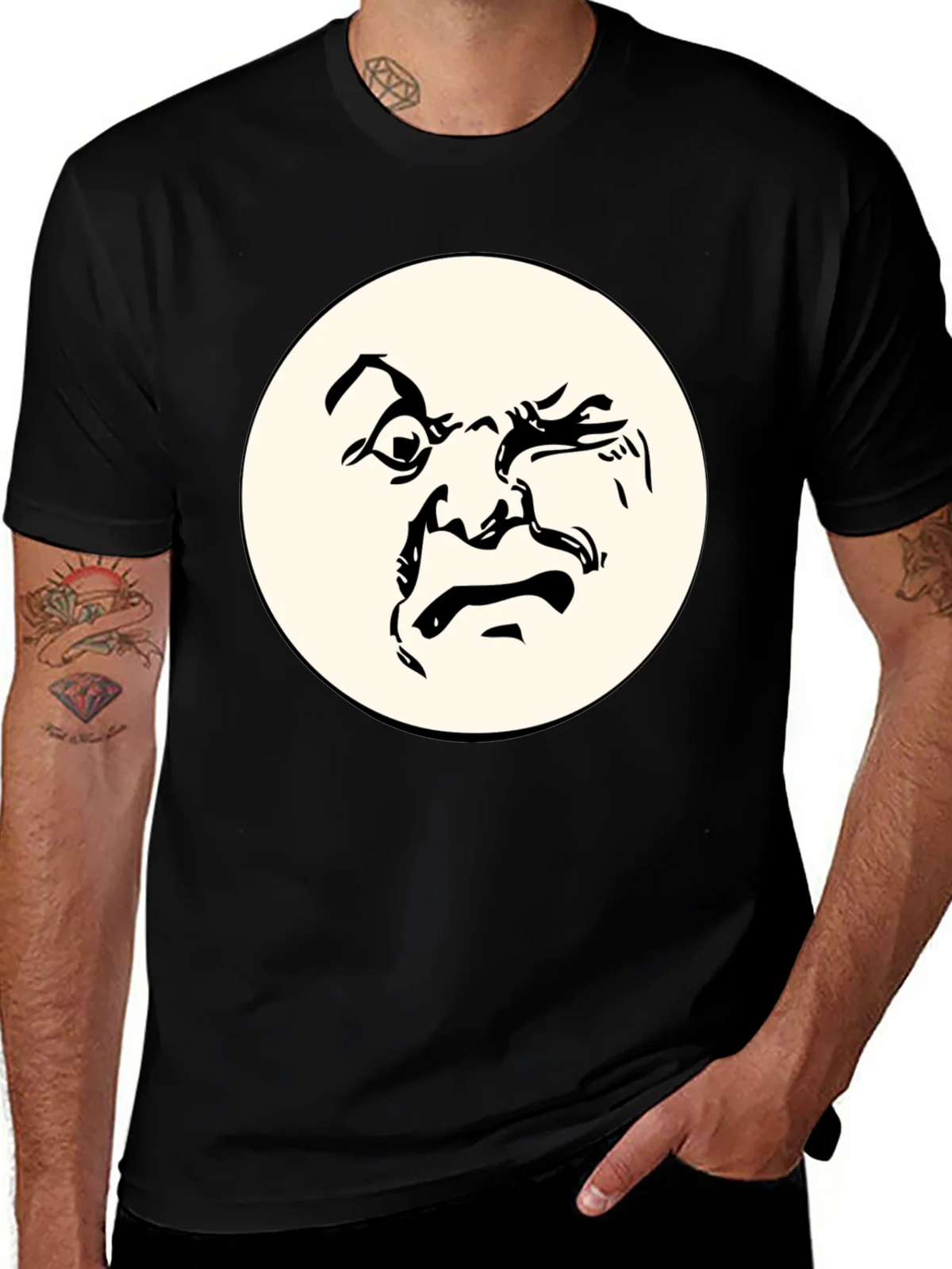 Abstract Face Graphic Black T-Shirt - Unique Design product image 1