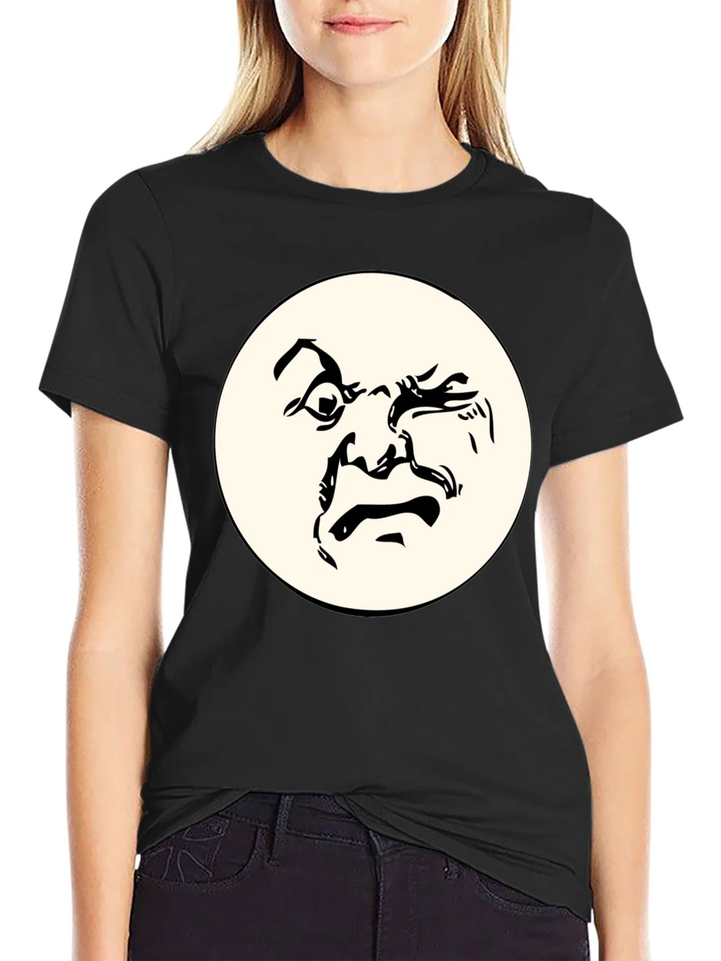 Abstract Face Graphic Black T-Shirt - Unique Design product image 2