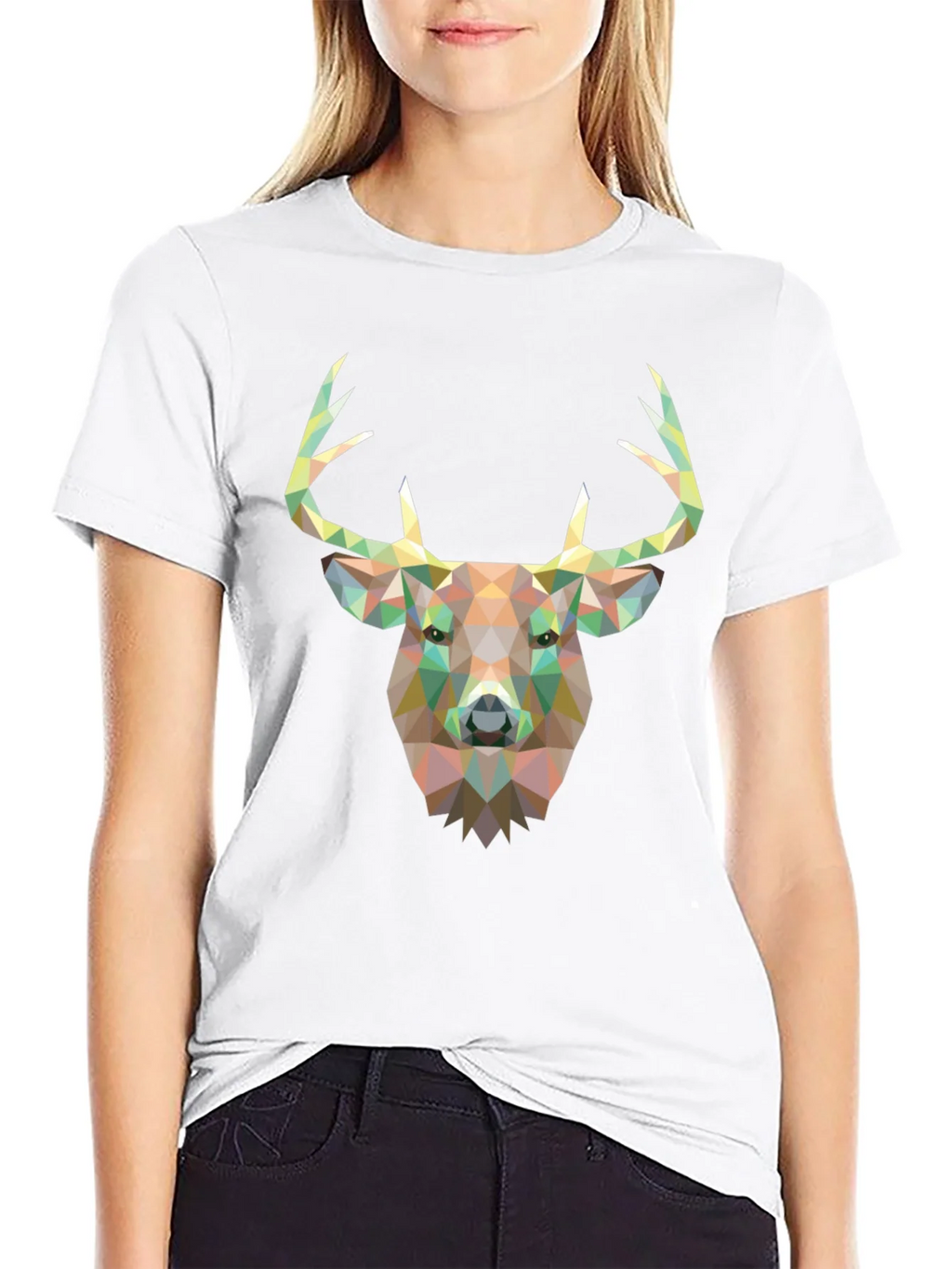 Geometric Deer Head Graphic Black T-Shirt product image 8