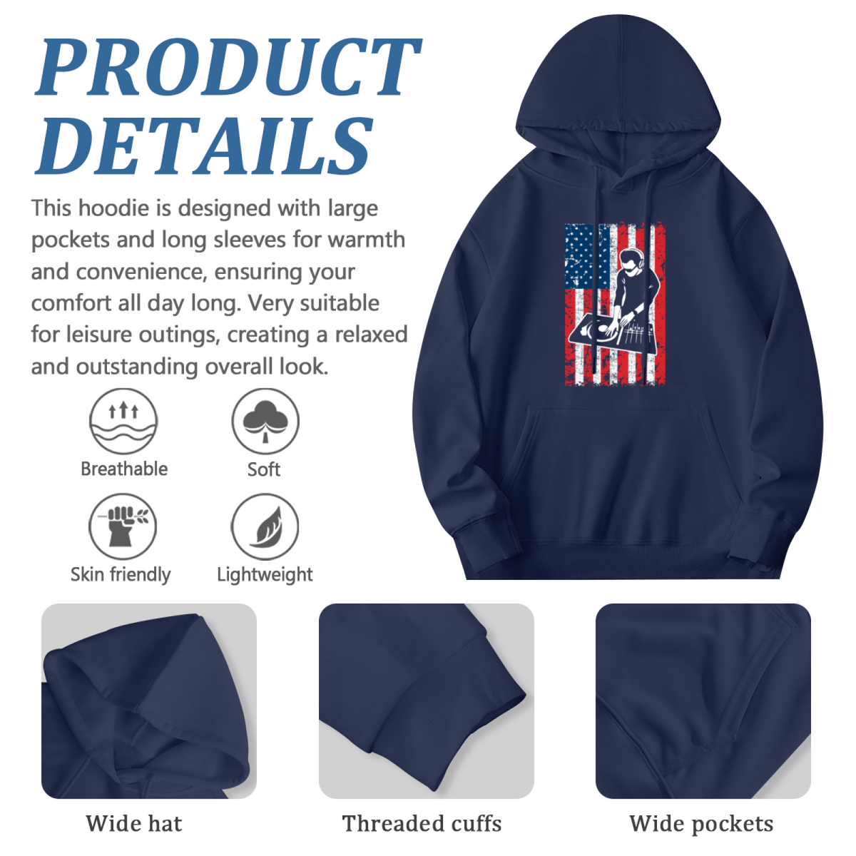 Hand Drawn Art Hoodie - Illustrated Design Pullover #0593 product image 6