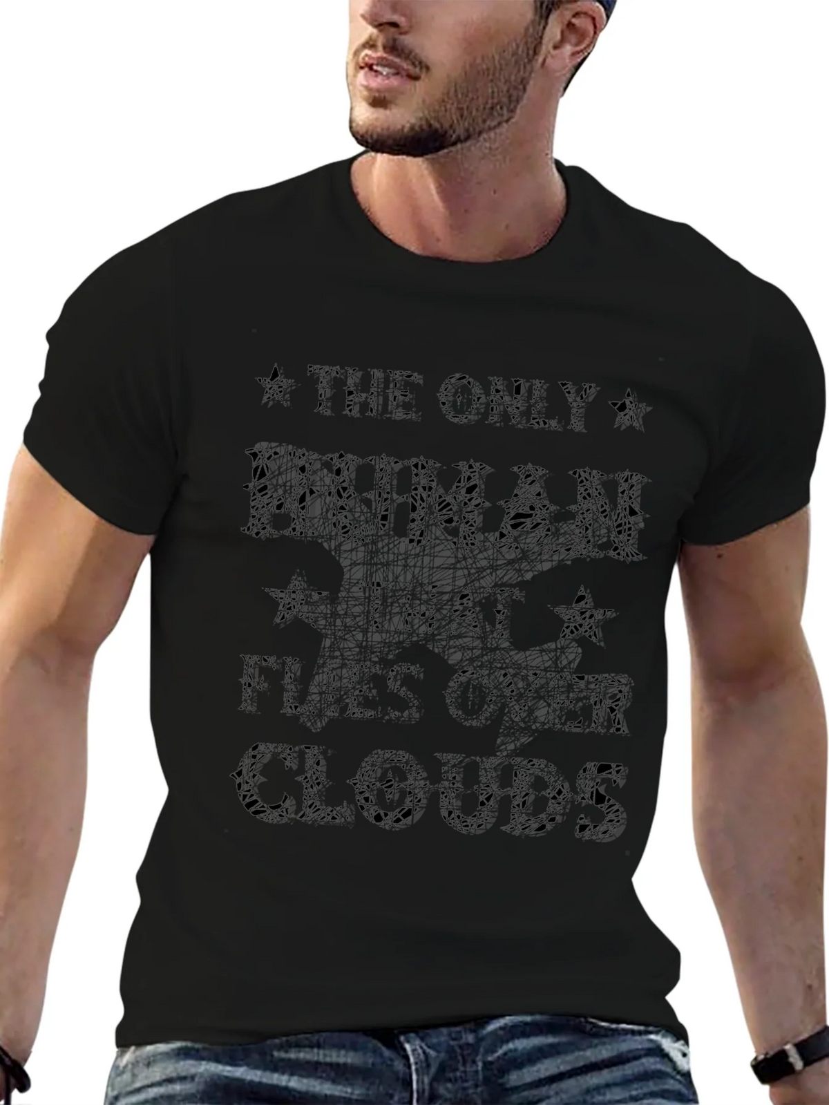The Only Human That Flies Over Clouds Black T-Shirt product image 5