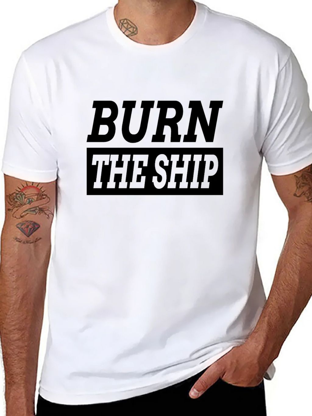 Burn the Ship Graphic Tee - Black Cotton T-Shirt product image 7