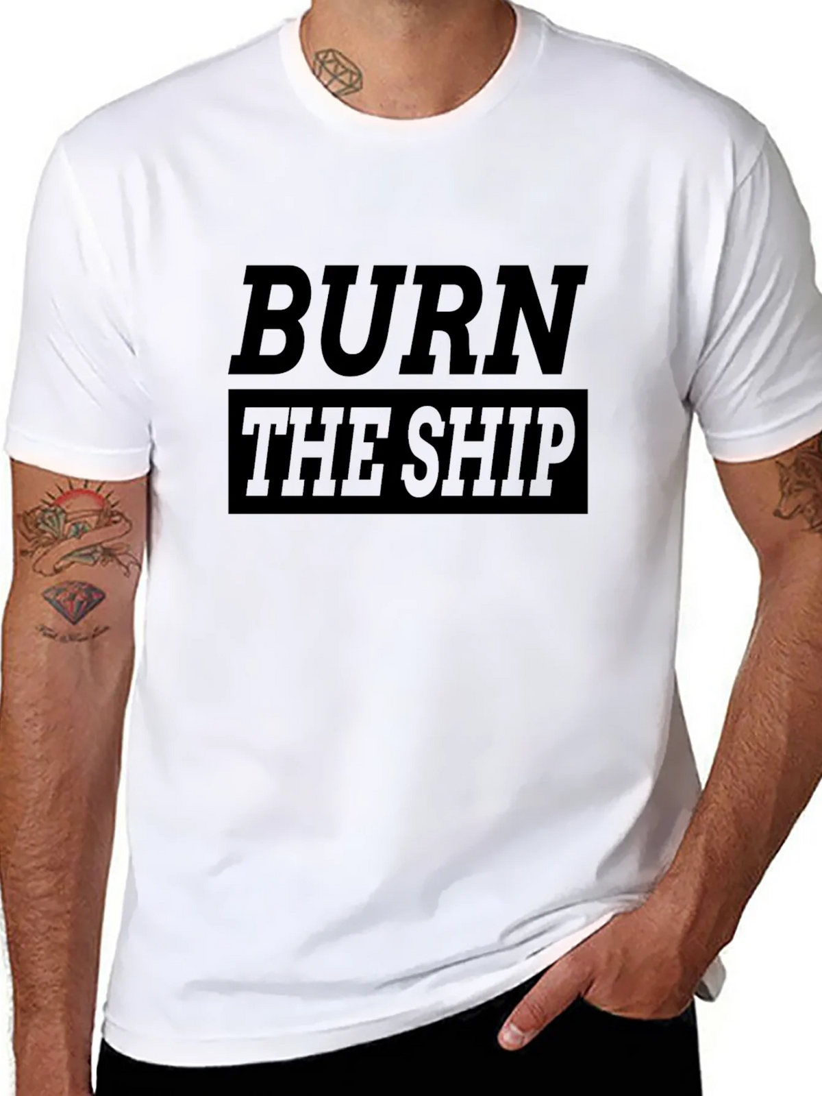 Burn the Ship Graphic Tee - Black Cotton T-Shirt product image 7