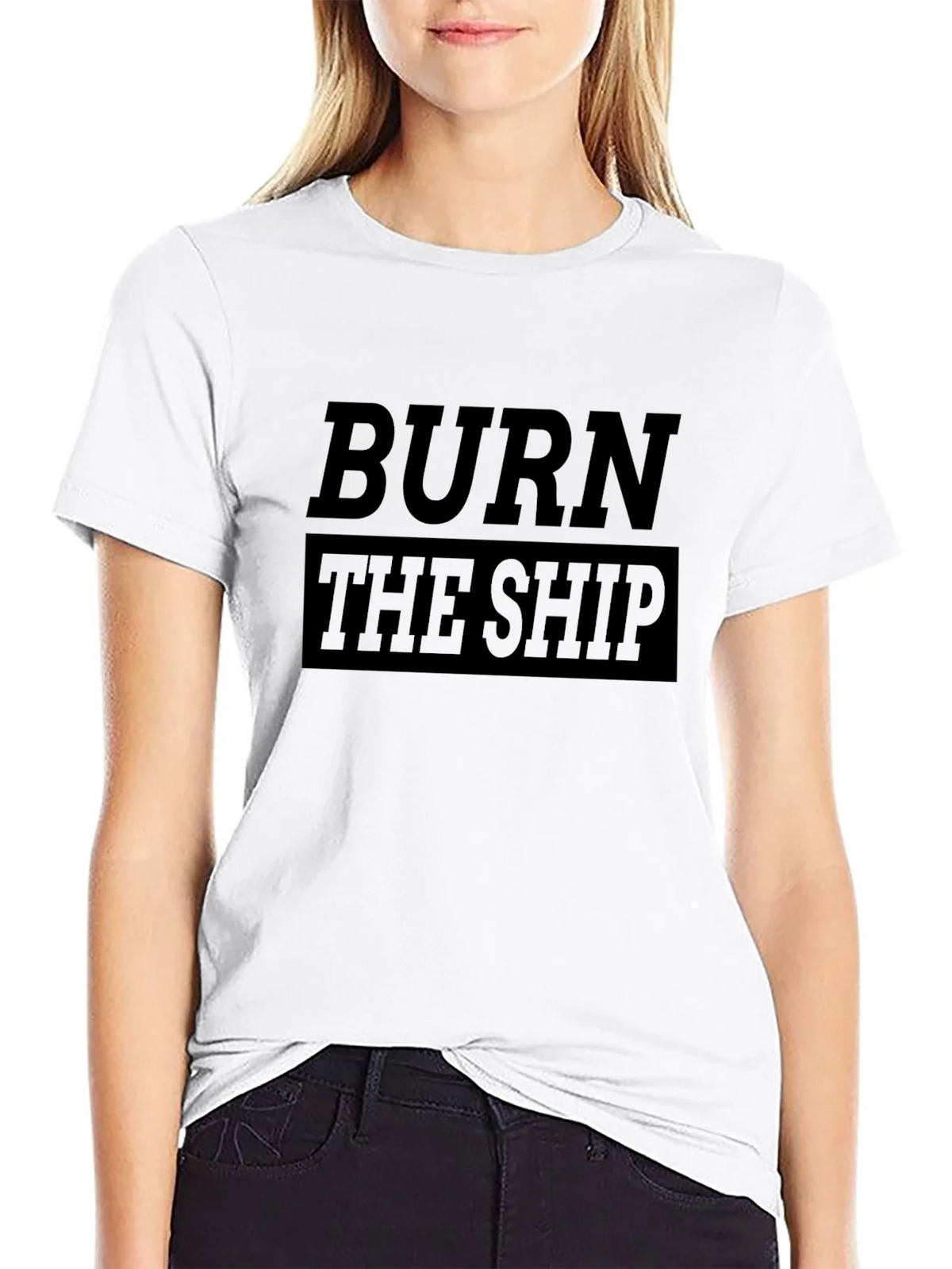 Burn the Ship Graphic Tee - Black Cotton T-Shirt product image 8