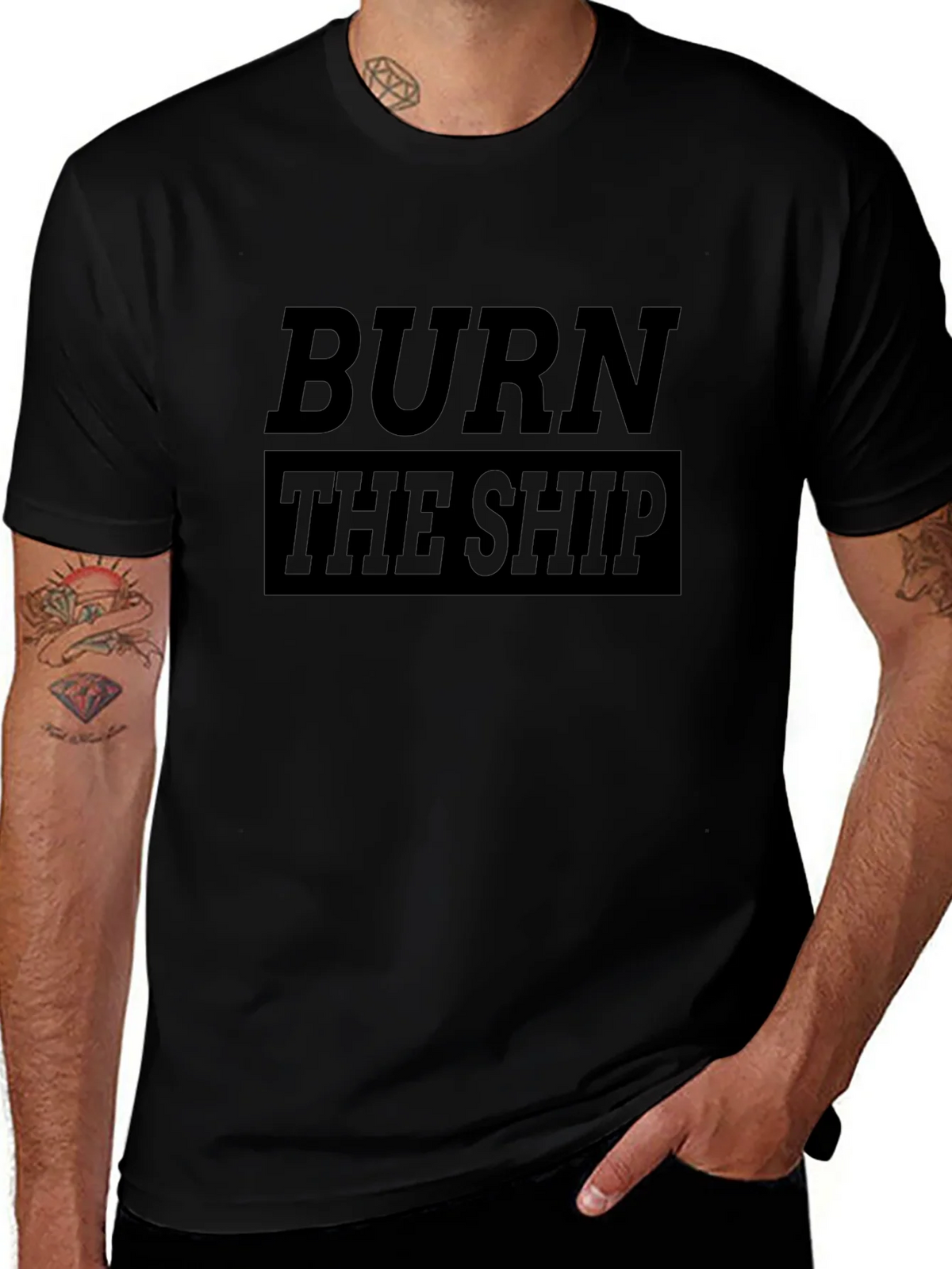 Burn the Ship Graphic Tee - Black Cotton T-Shirt product image 1