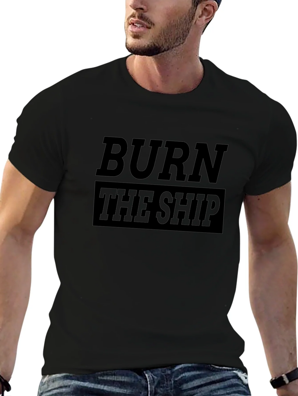 Burn the Ship Graphic Tee - Black Cotton T-Shirt product image 6