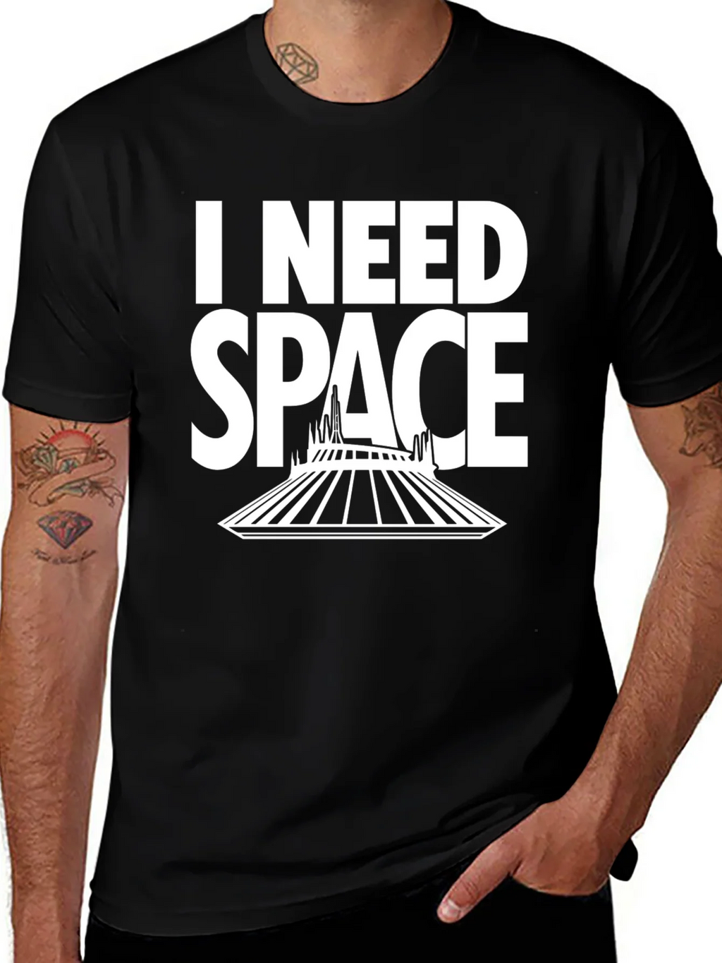 I Need Space T-Shirt - Black Cotton Blend product image 1