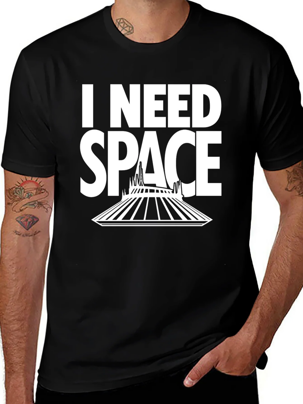 I Need Space T-Shirt - Black Cotton Blend product image 1