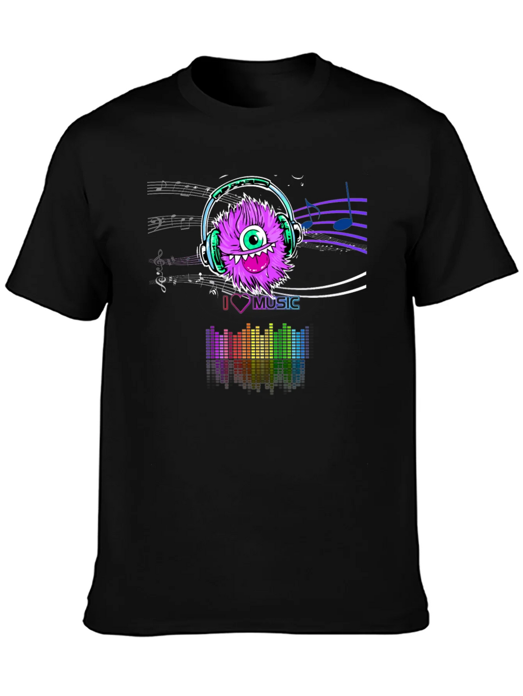 I Love Music T-Shirt - Purple Monster Graphic Tee product image 1