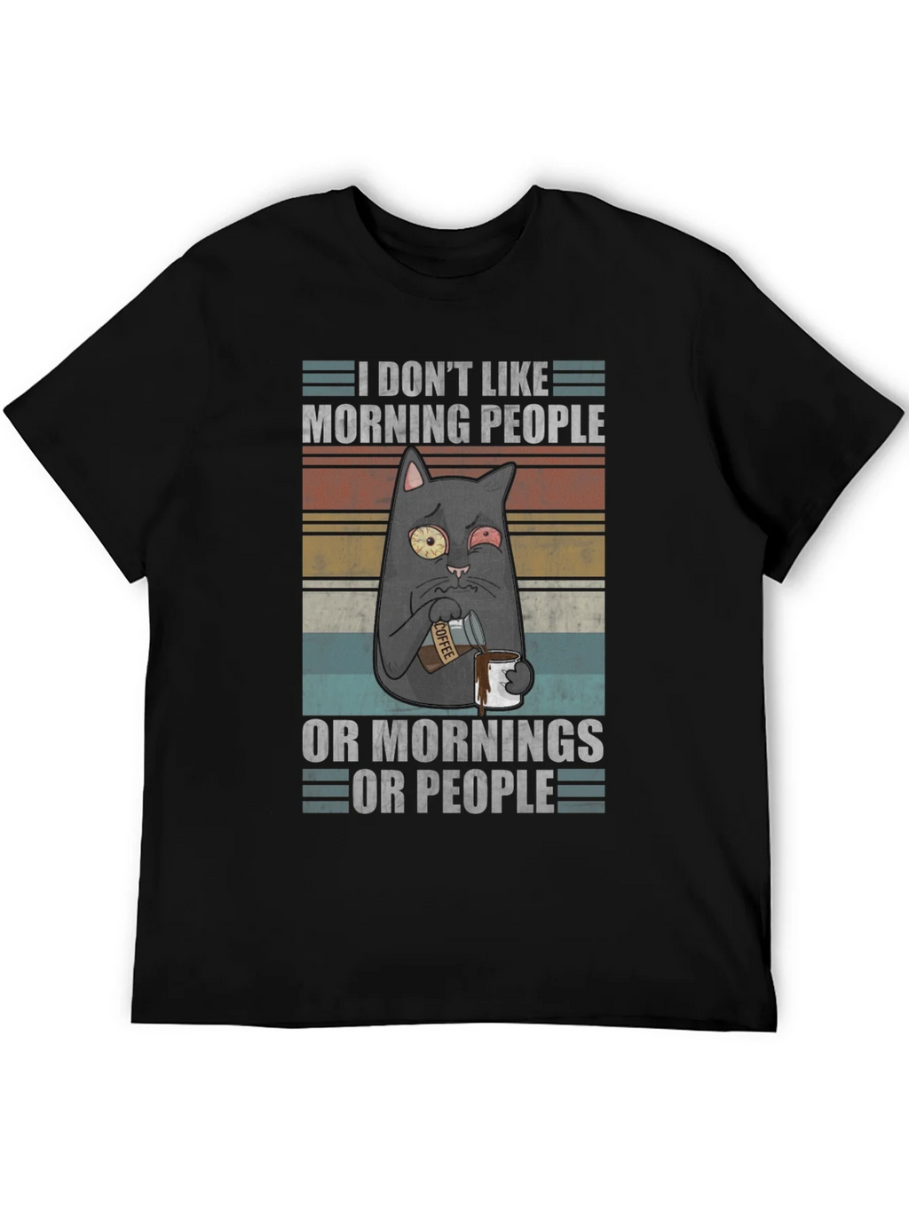 Humorous I Dont Like Morning People Cat T-Shirt product image 4