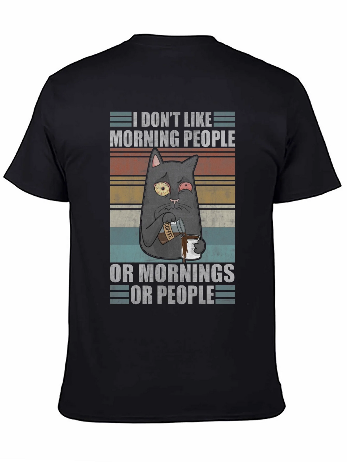 Humorous I Dont Like Morning People Cat T-Shirt product image 3