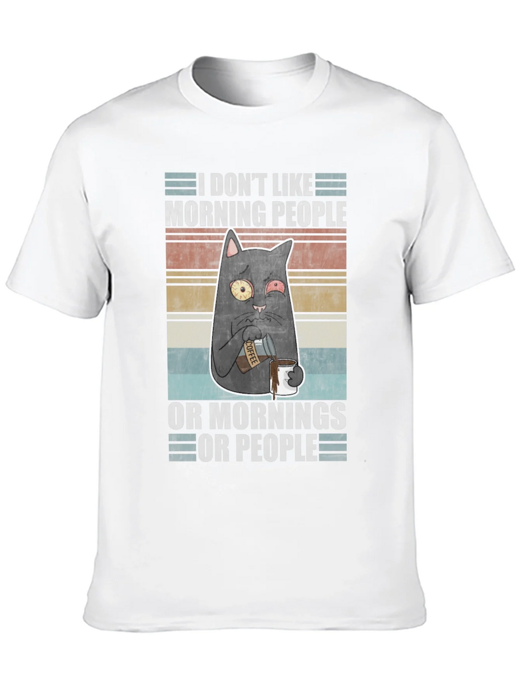 Humorous I Dont Like Morning People Cat T-Shirt product image 7