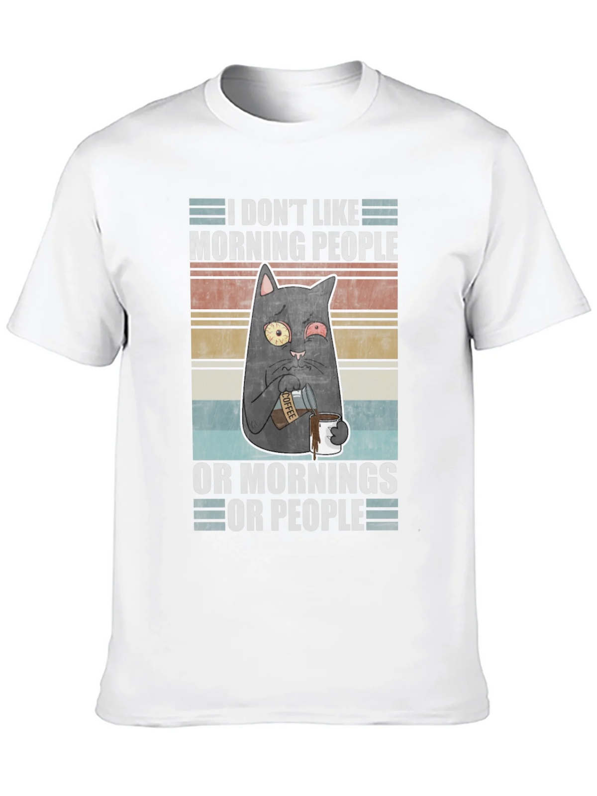 Humorous I Dont Like Morning People Cat T-Shirt product image 7