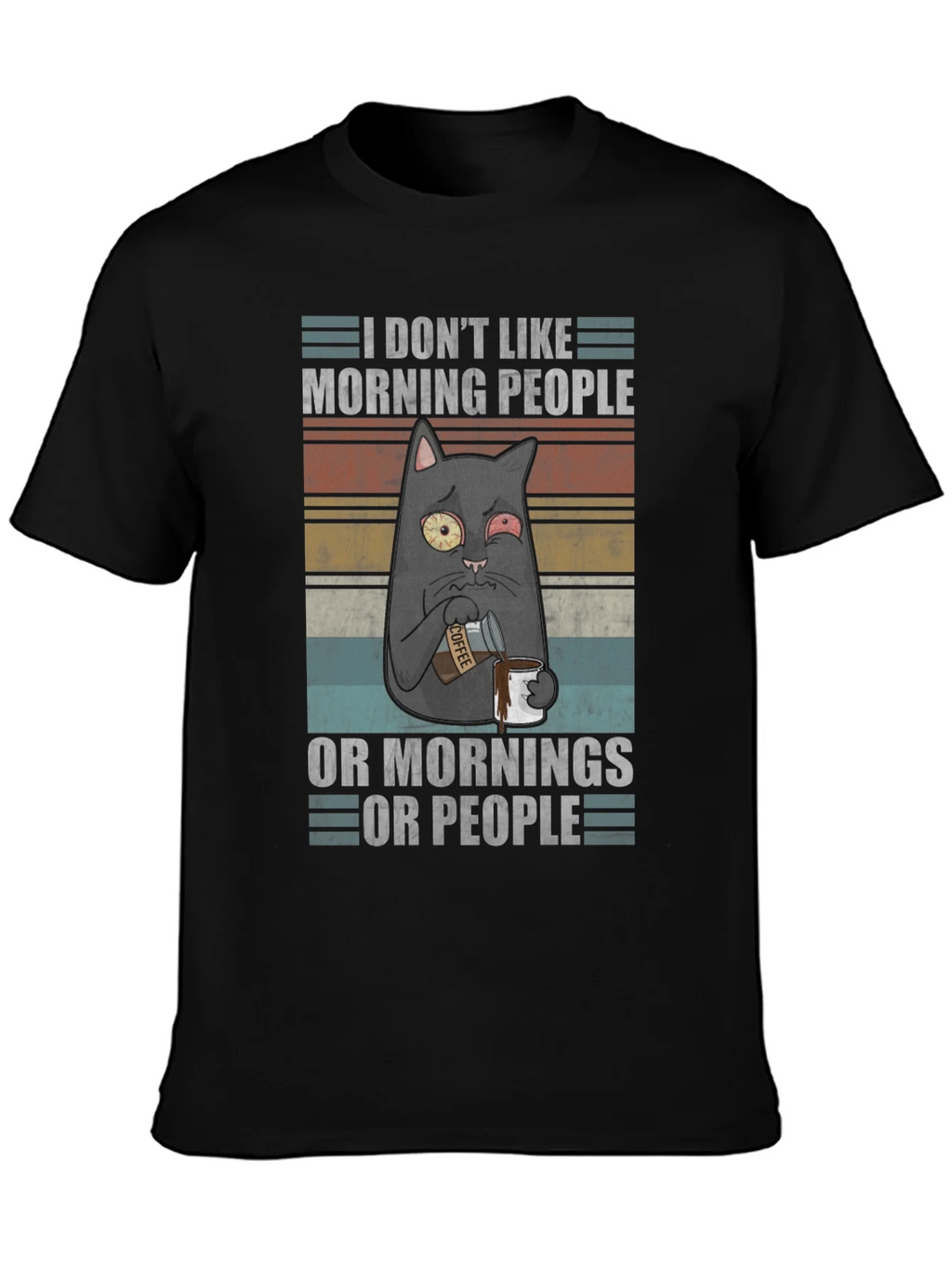 Humorous I Dont Like Morning People Cat T-Shirt product image 2