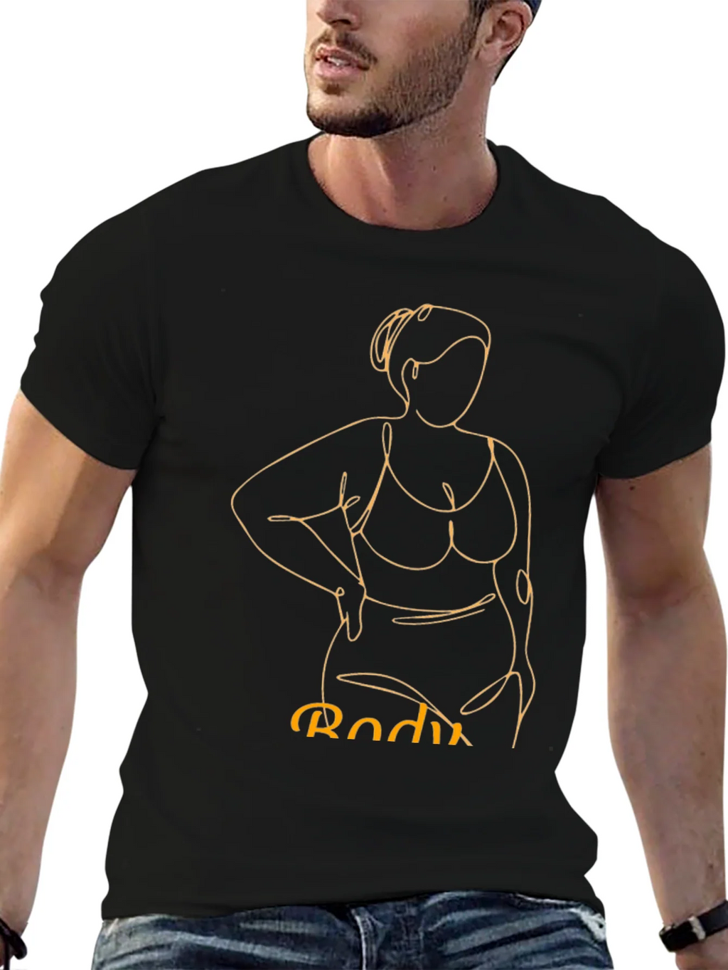Body Positive Line Art Graphic Tee - Black product image 6