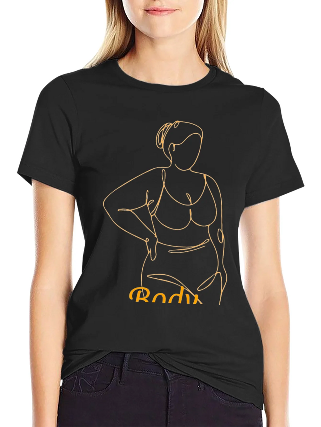 Body Positive Line Art Graphic Tee - Black product image 2