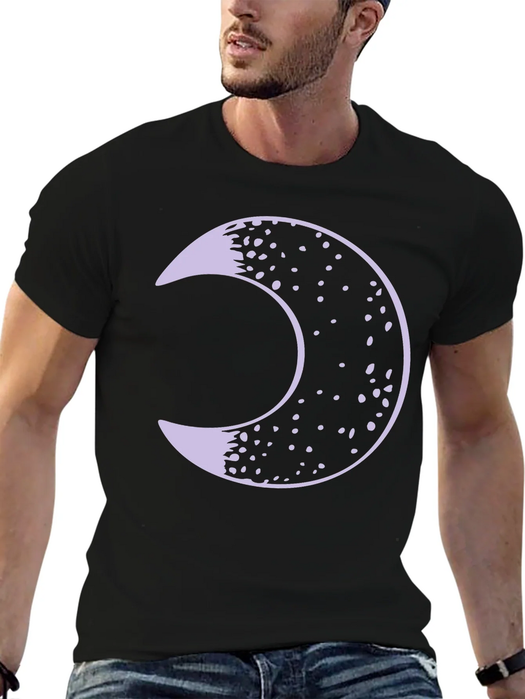 Crescent Moon Graphic Tee - Black Cotton Blend Shirt product image 6