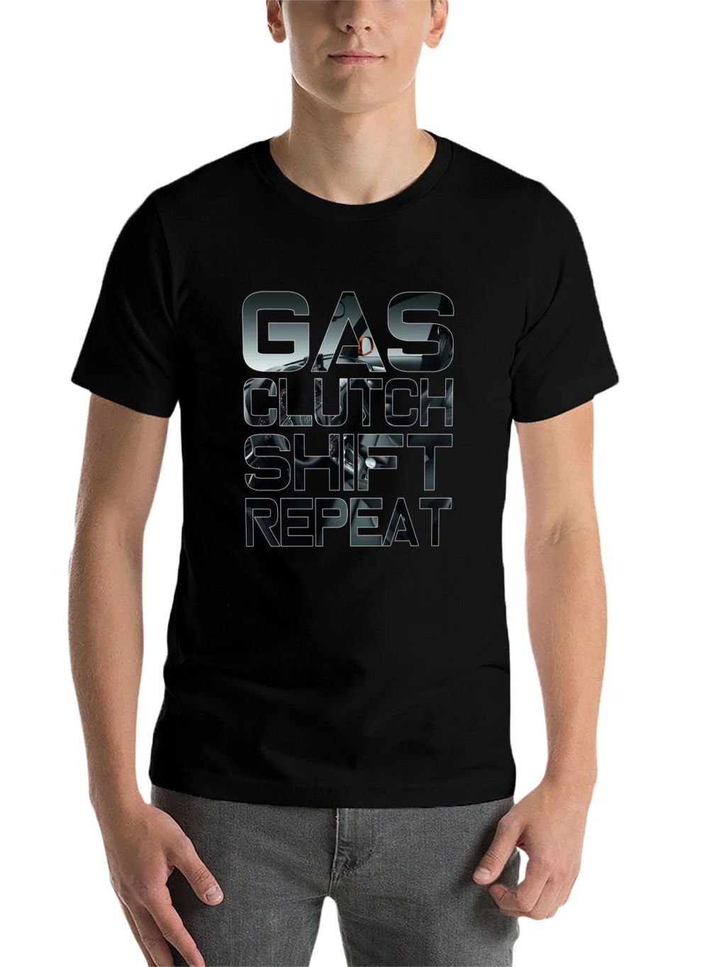Gas Clutch Shift Repeat Black Graphic Tee product image 4