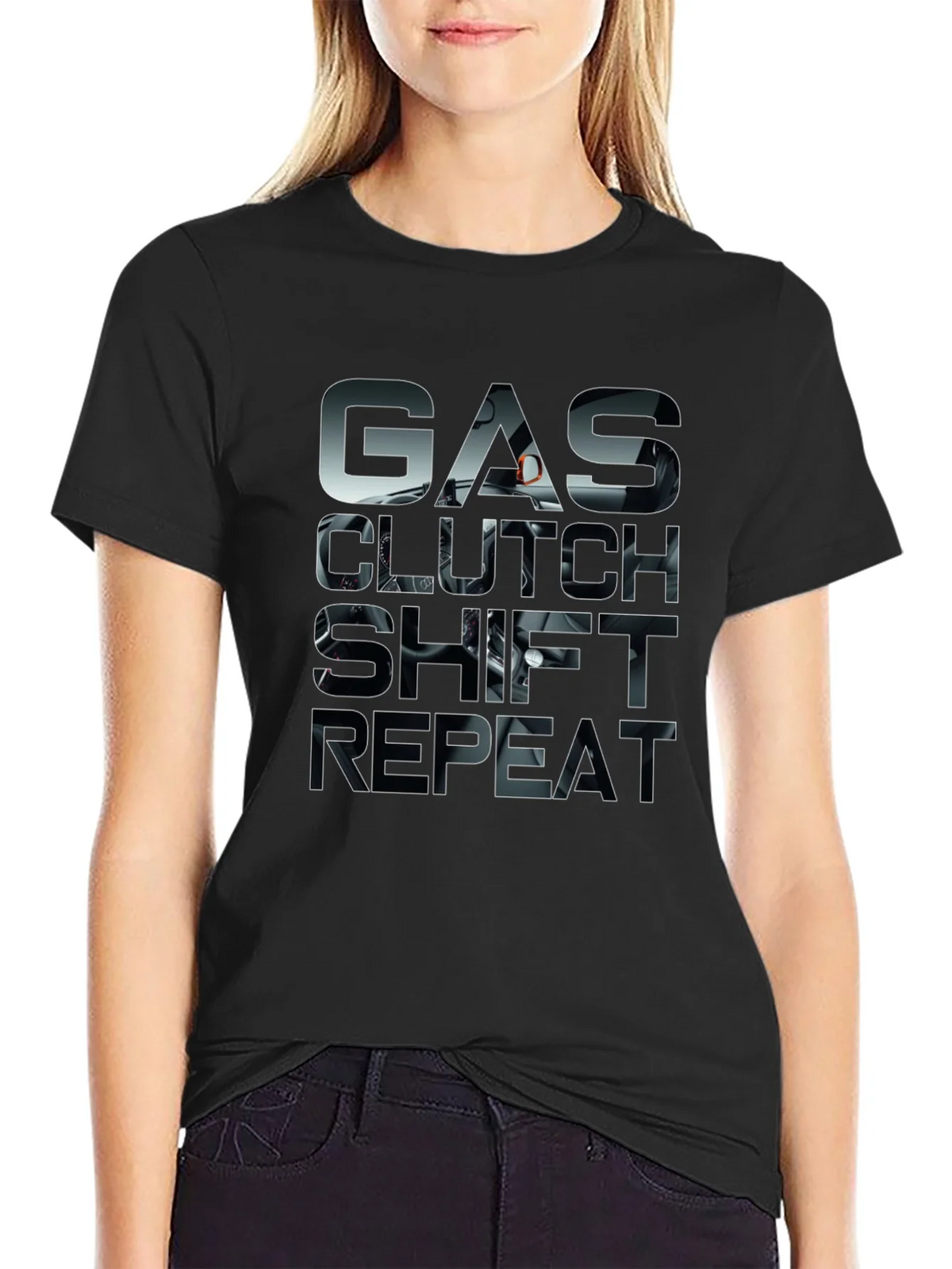 Gas Clutch Shift Repeat Black Graphic Tee product image 2
