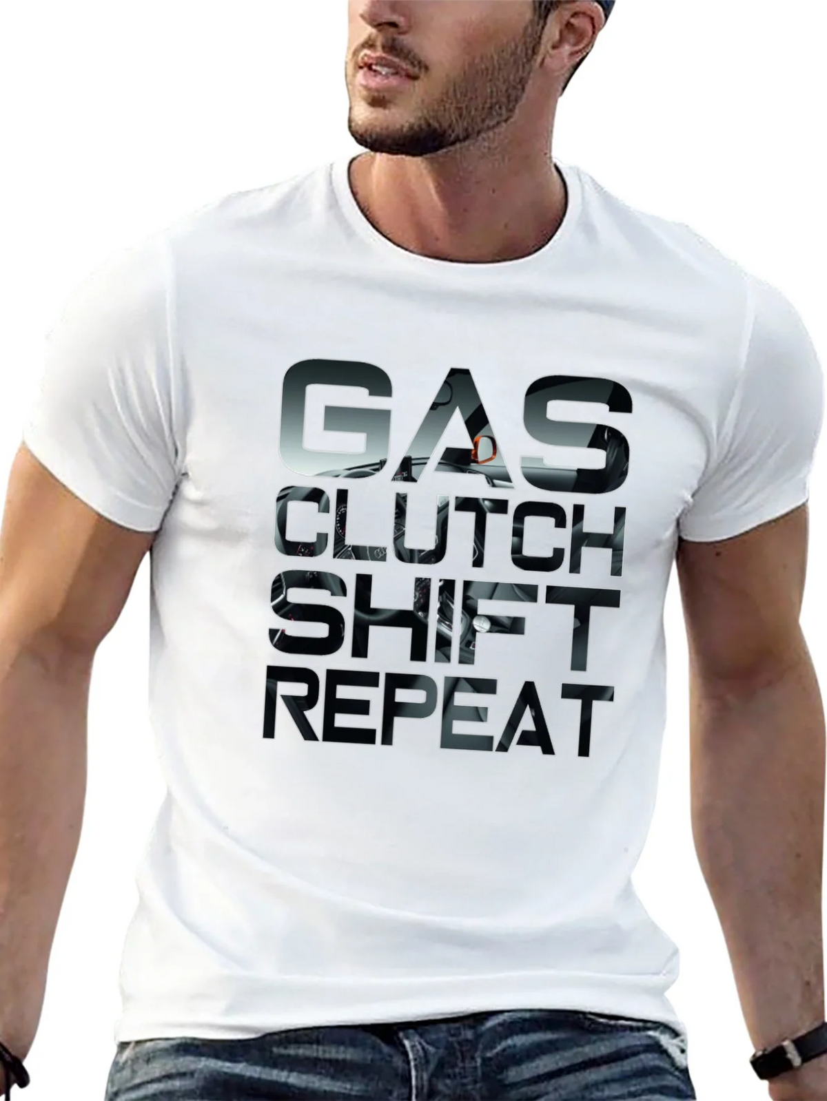 Gas Clutch Shift Repeat Black Graphic Tee product image 12