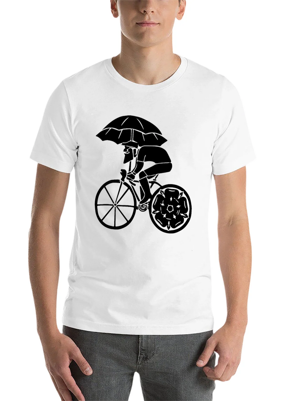 Stylish Cyclist Umbrella Graphic Tee - Black product image 10