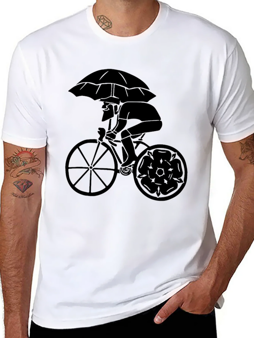 Stylish Cyclist Umbrella Graphic Tee - Black product image 7
