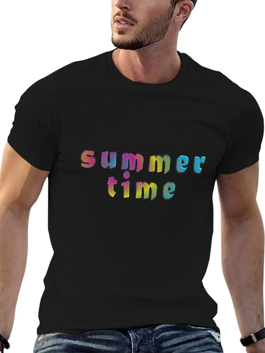 Summer Time Graphic T-Shirt - Rainbow Text Design product image 6