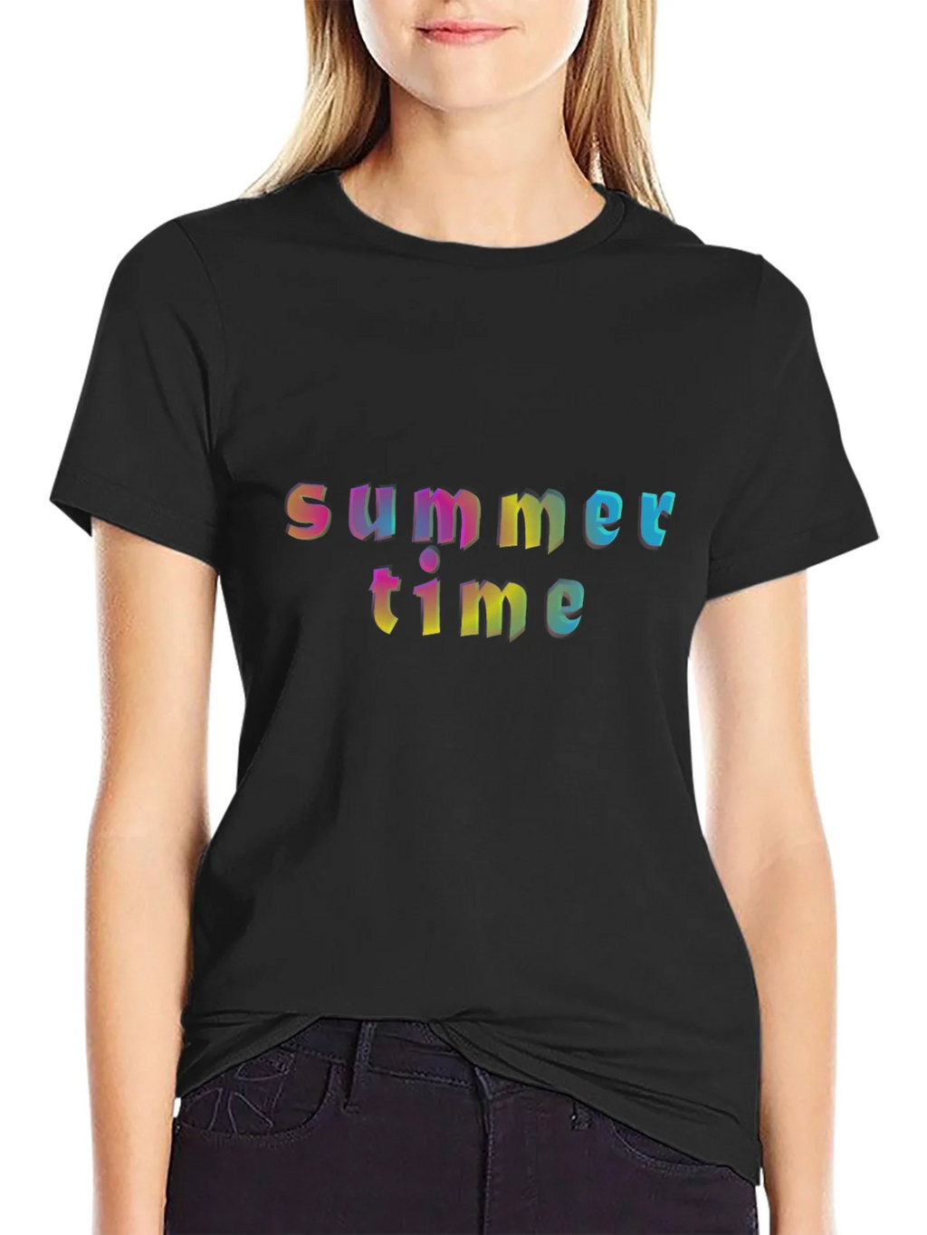 Summer Time Graphic T-Shirt - Rainbow Text Design product image 2