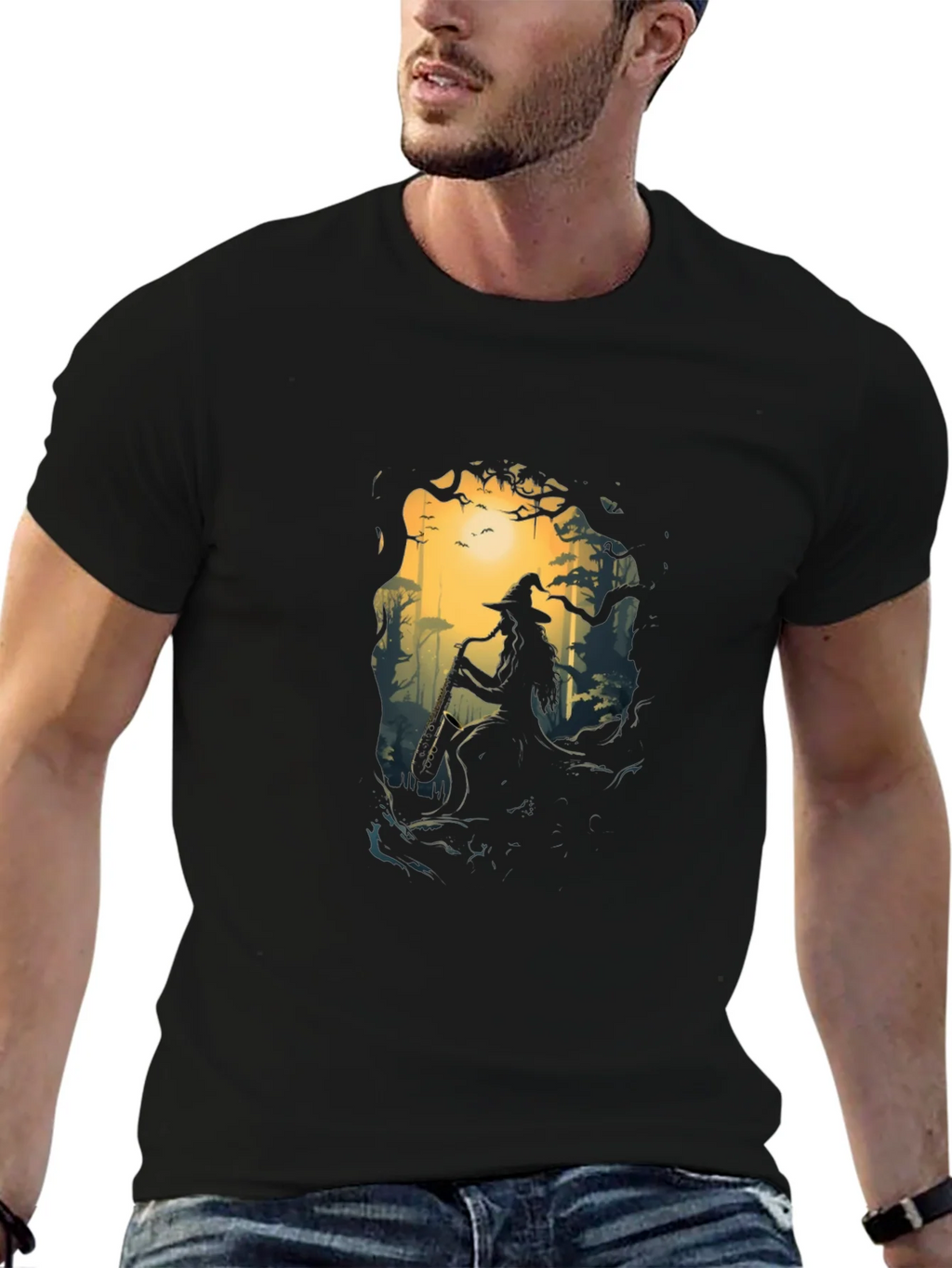 Enchanted Forest Witch Graphic Tee - Black product image 6