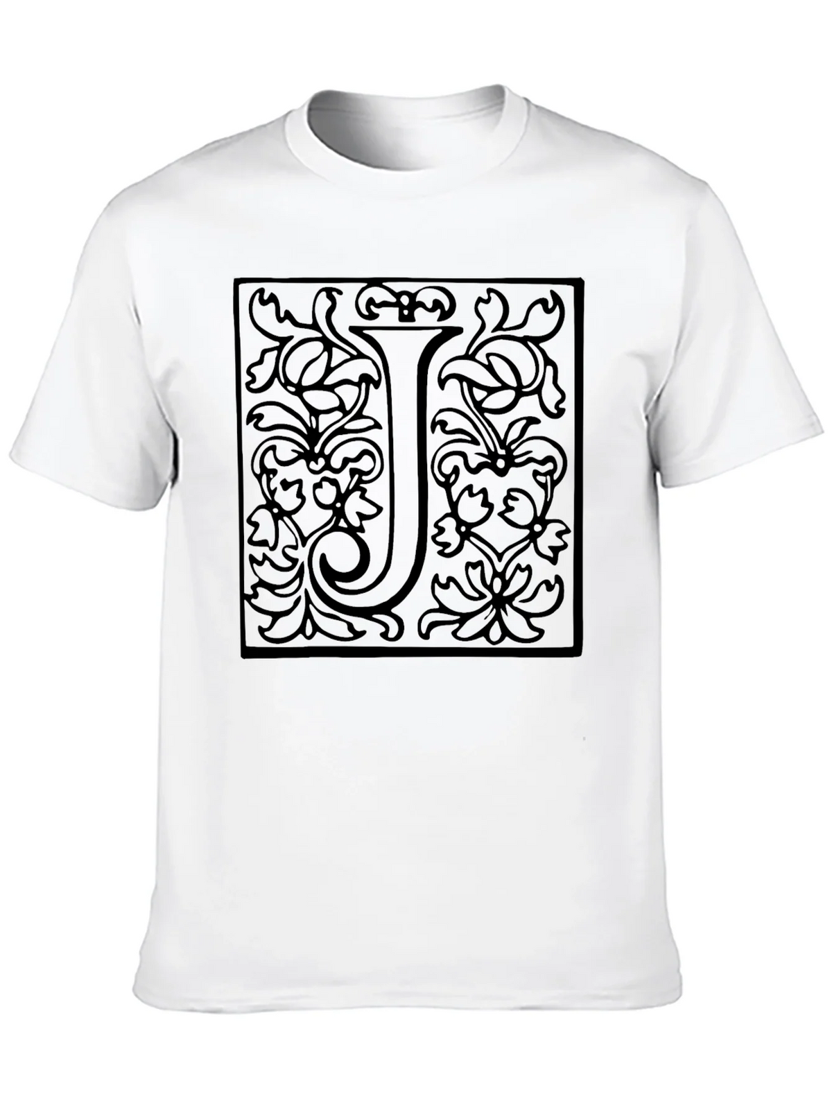 Elegant Letter J Black Graphic Tee - Unisex product image 9
