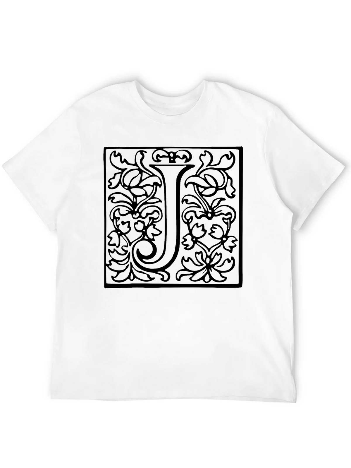 Elegant Letter J Black Graphic Tee - Unisex product image 11
