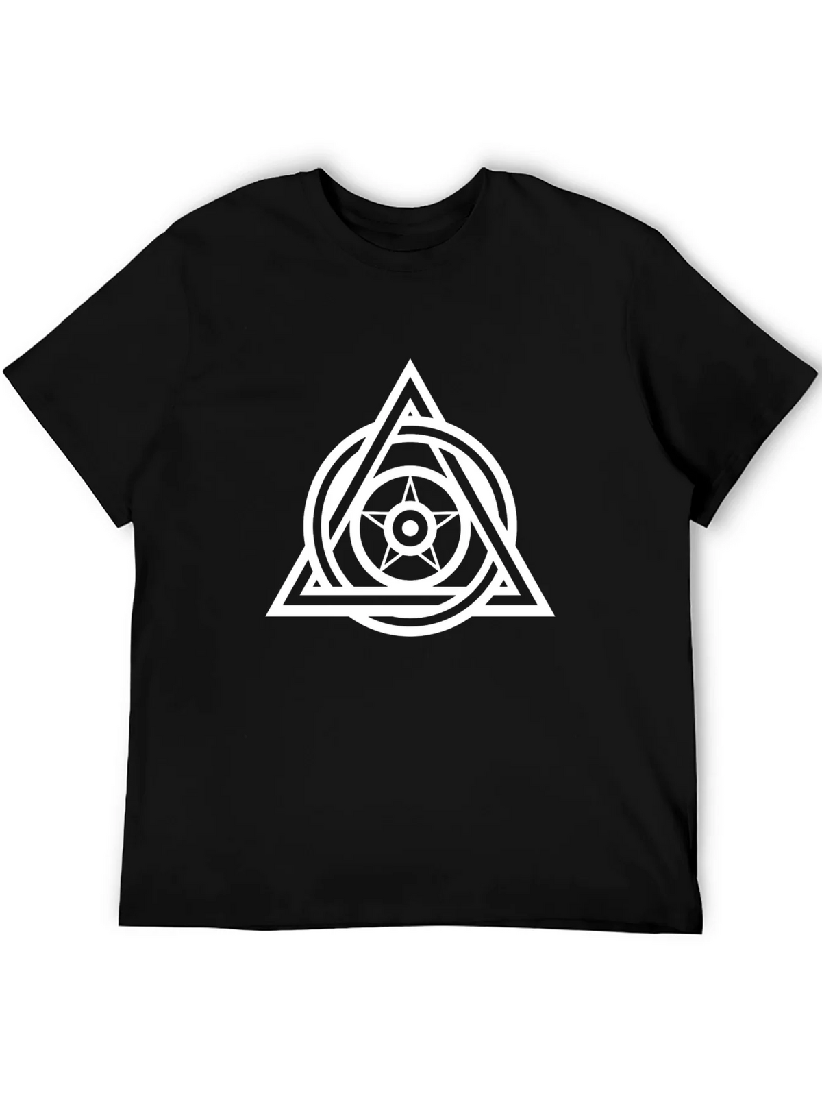 Geometric Star Triangle Graphic Tee - Black product image 5