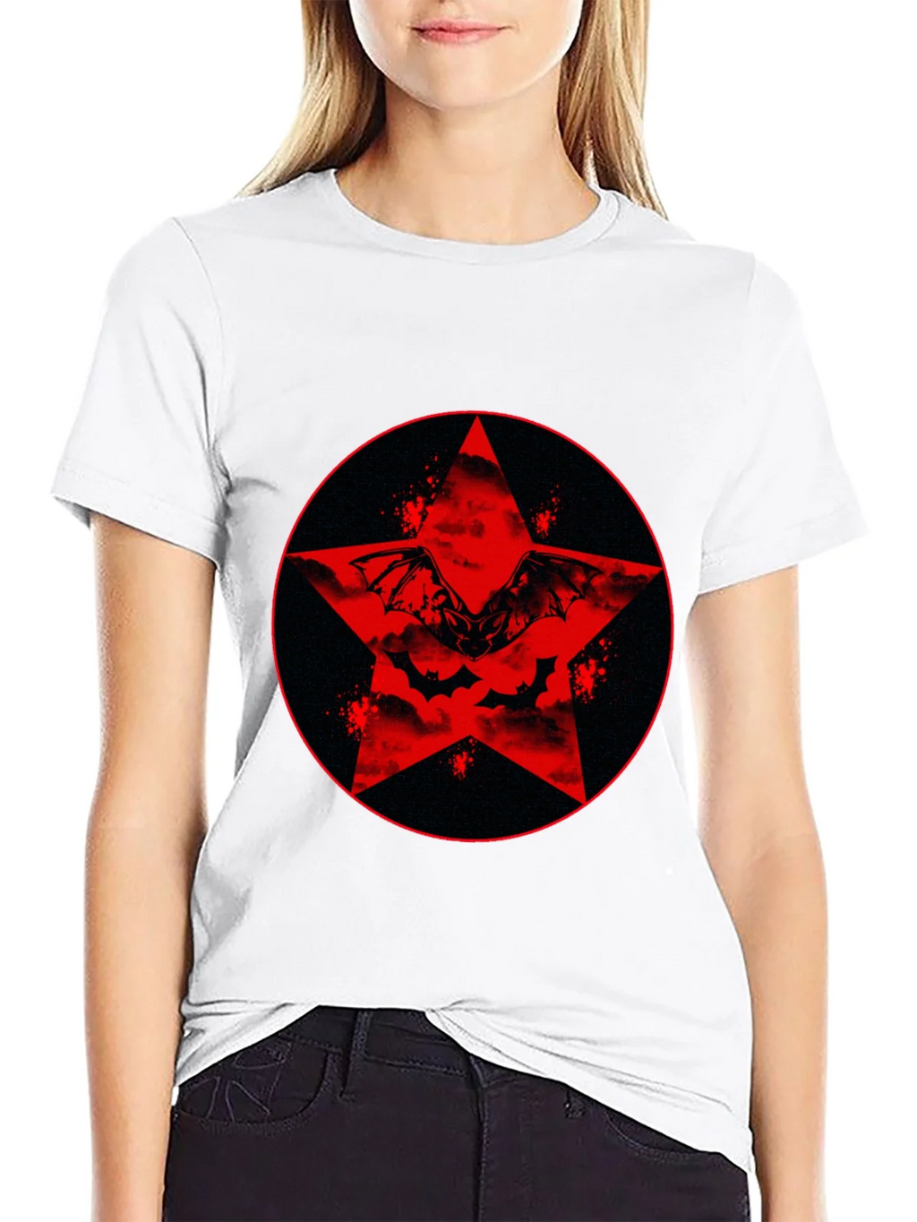 Red Star Bat Graphic Black T-Shirt product image 8