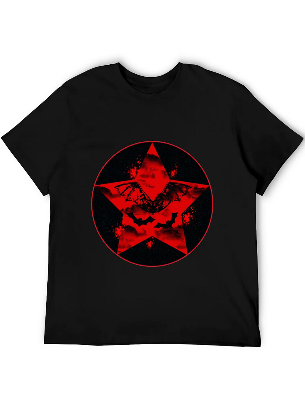 Red Star Bat Graphic Black T-Shirt product image 5