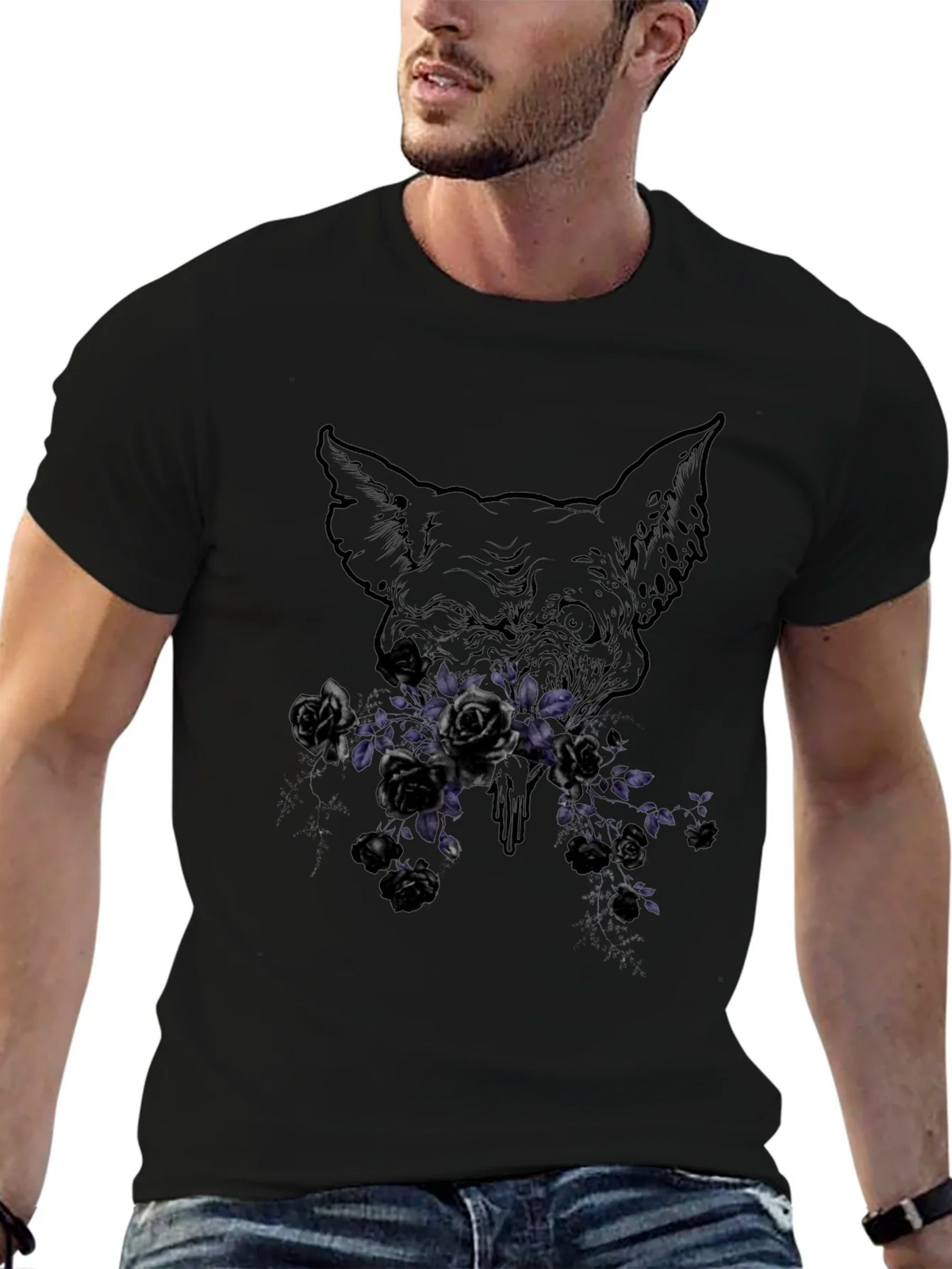 Floral Skull Graphic Print T-Shirt product image 6