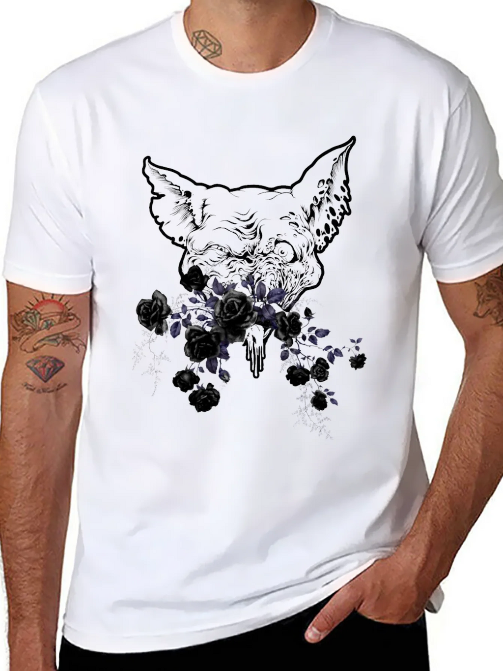 Floral Skull Graphic Print T-Shirt product image 7